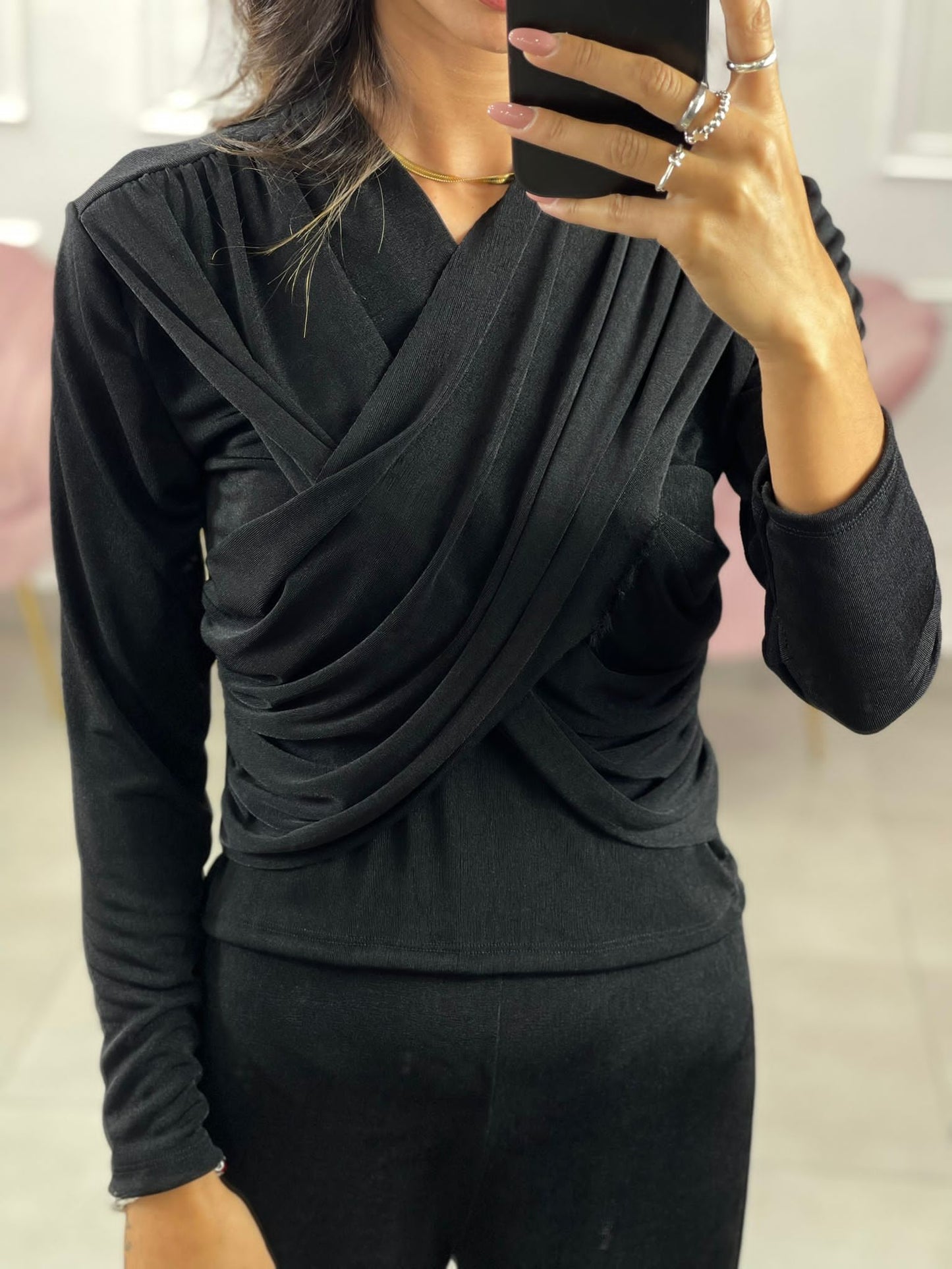 MAGLIA INCROCIO DRAPPEGGIATA