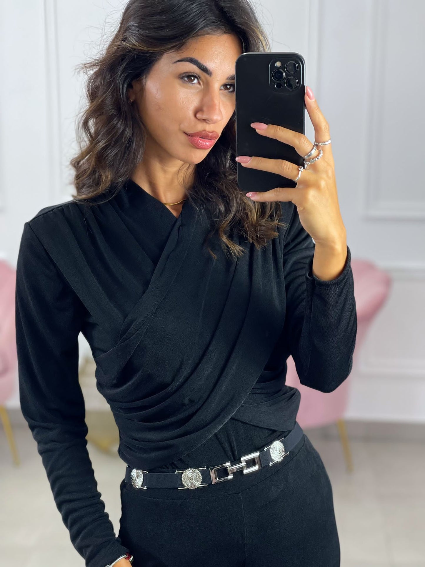 MAGLIA INCROCIO DRAPPEGGIATA