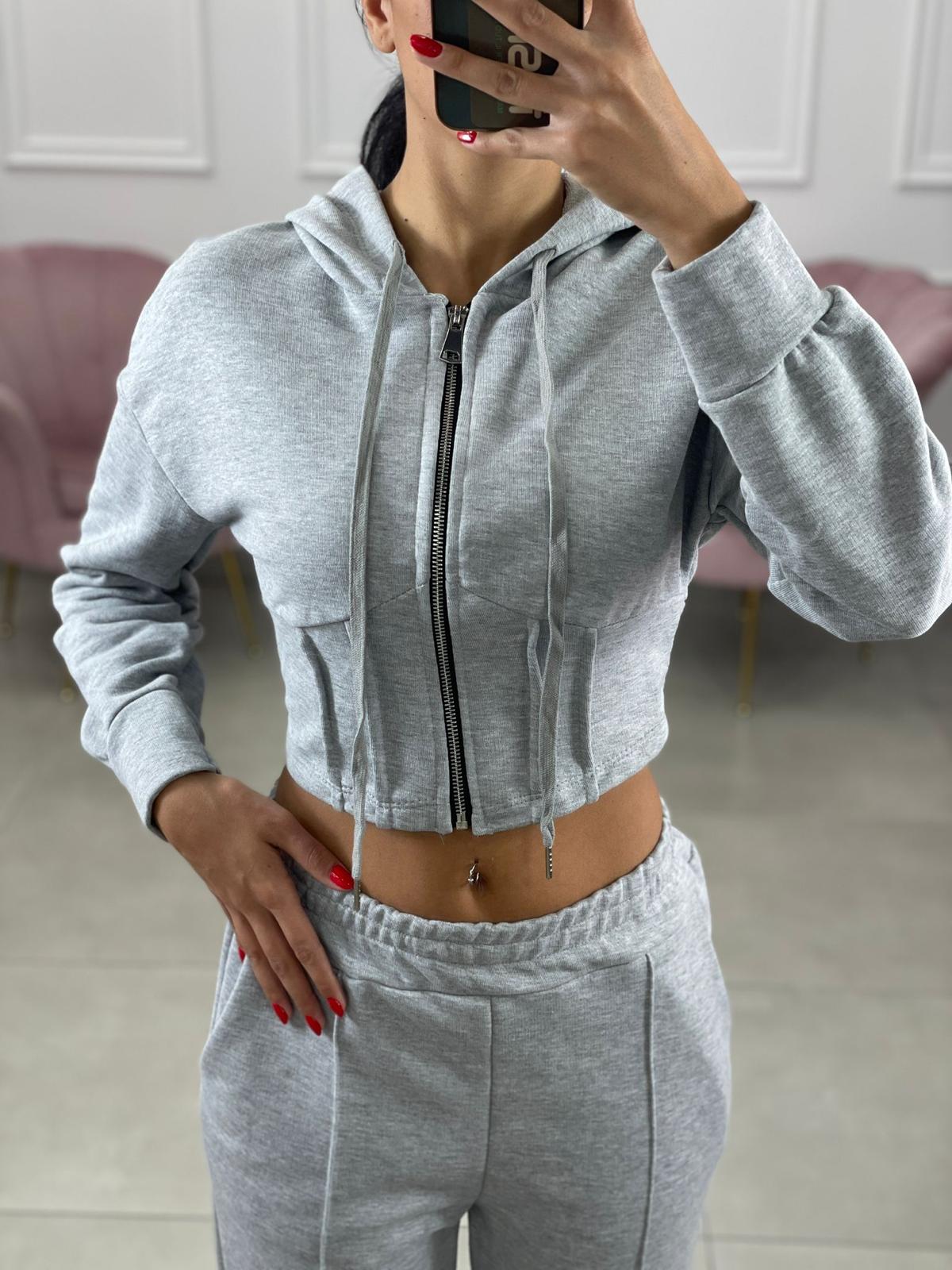 FELPA CROP CON ZIP E CAPPUCCIO