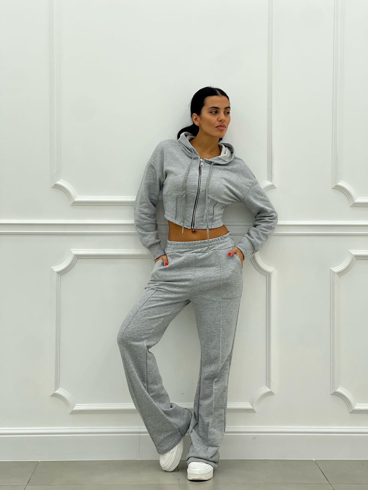FELPA CROP CON ZIP E CAPPUCCIO