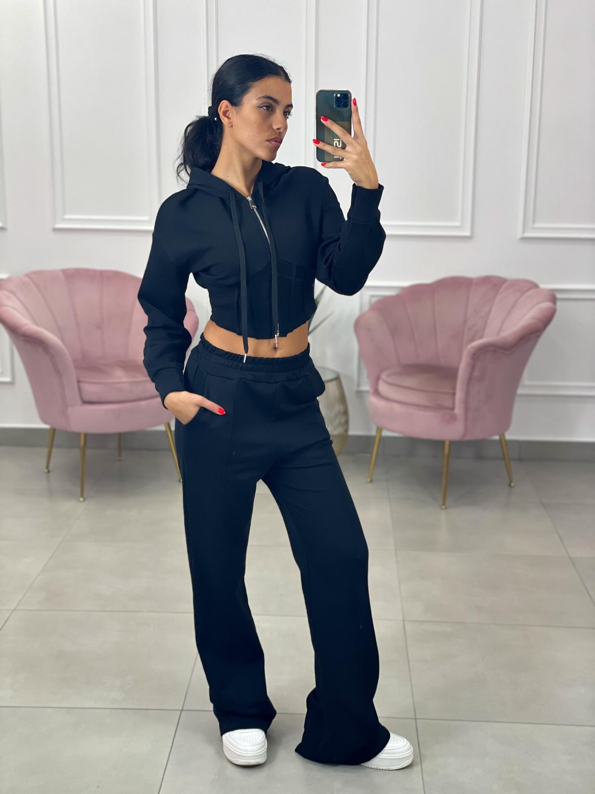 FELPA CROP CON ZIP E CAPPUCCIO