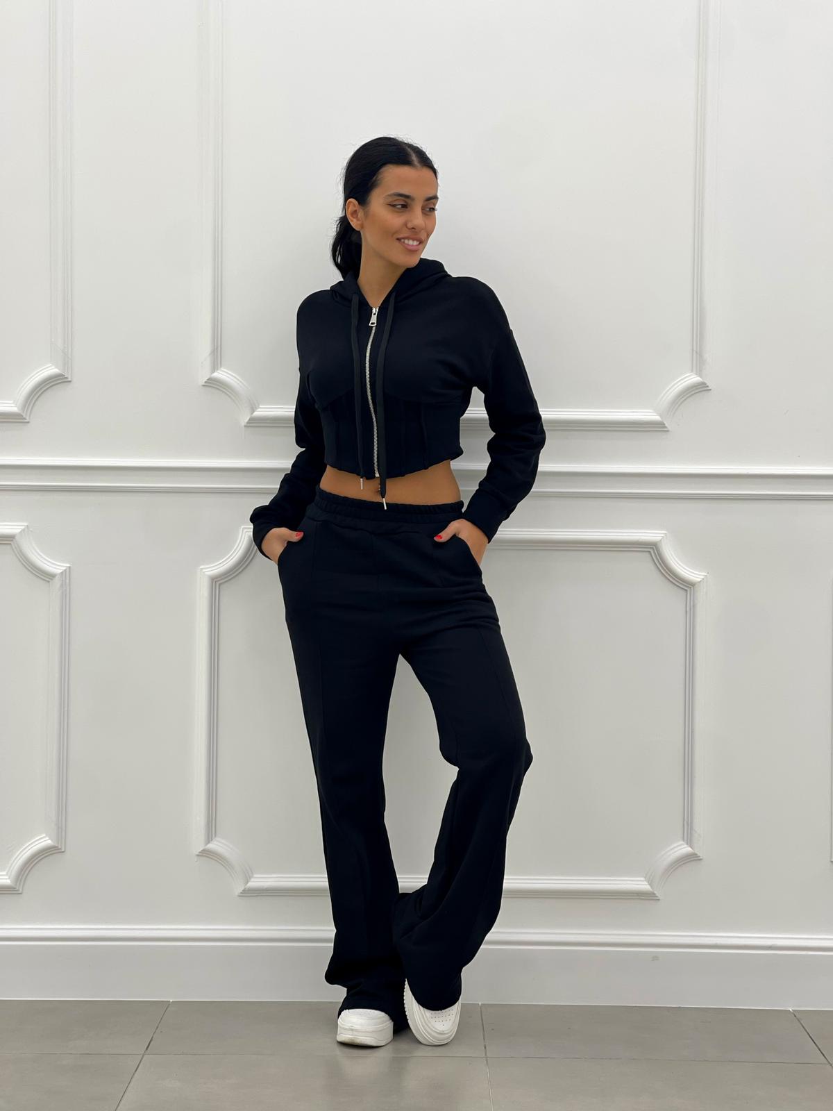 FELPA CROP CON ZIP E CAPPUCCIO