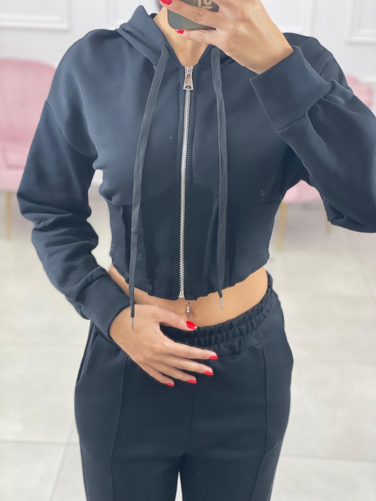 FELPA CROP CON ZIP E CAPPUCCIO