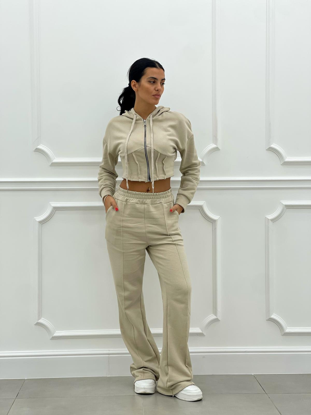 FELPA CROP CON ZIP E CAPPUCCIO