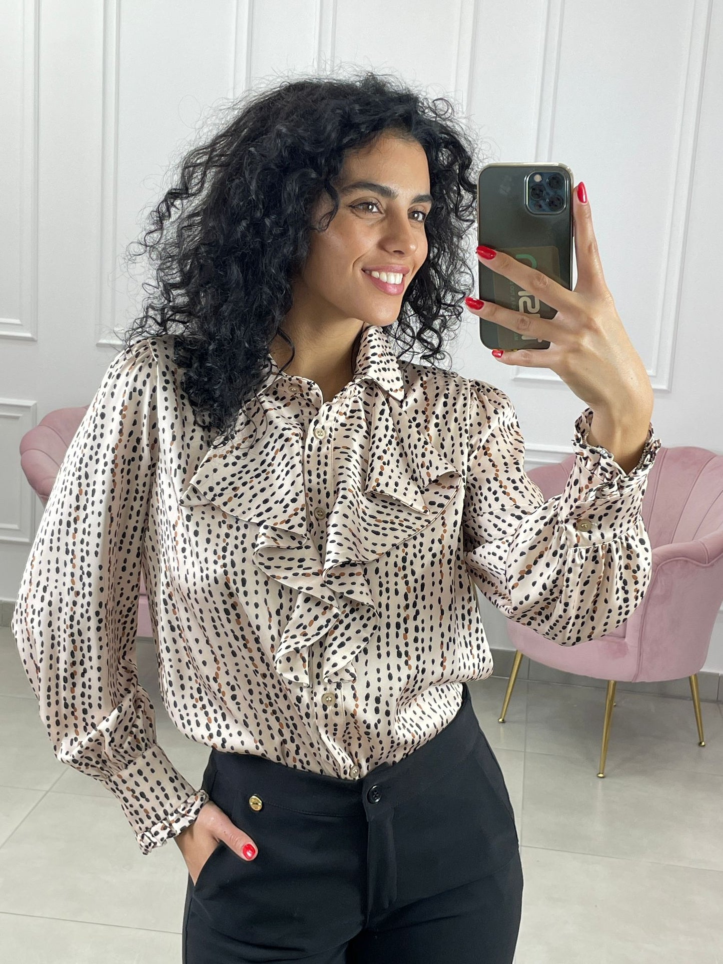 CAMICIA RASO CON ROUCHE TOP QUALITY