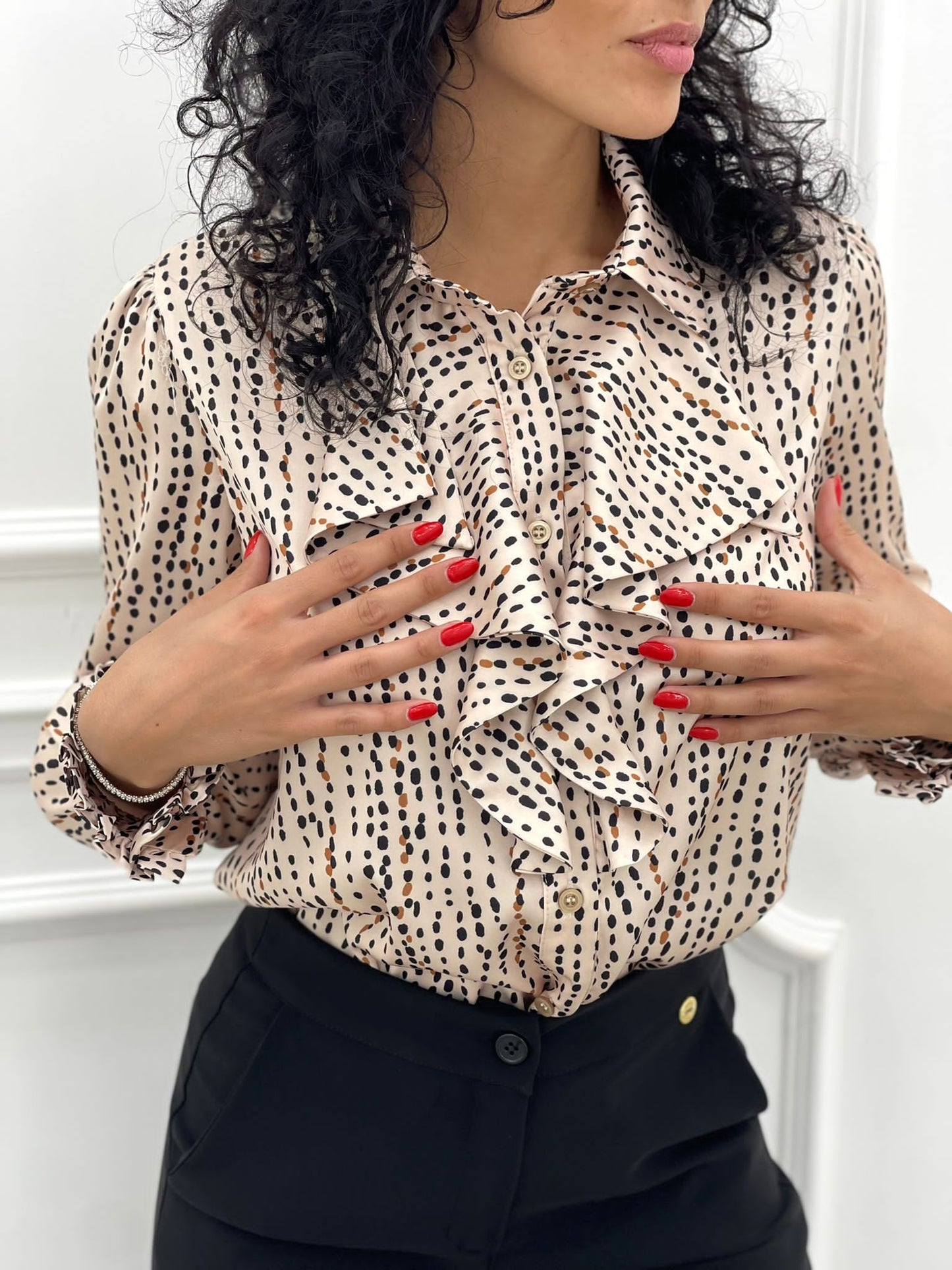 CAMICIA RASO CON ROUCHE TOP QUALITY