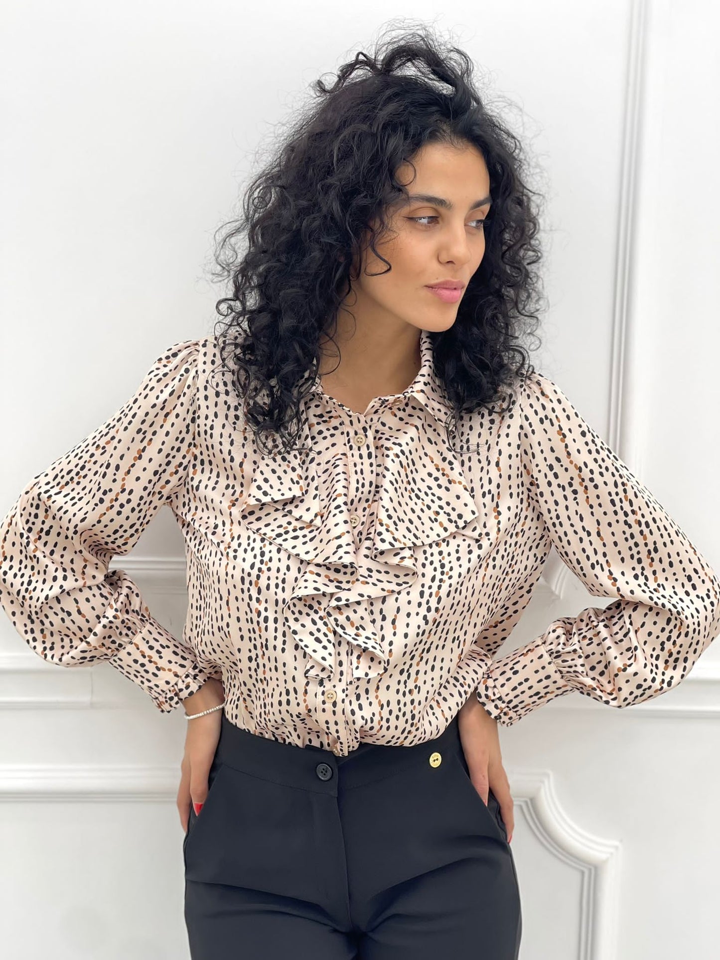 CAMICIA RASO CON ROUCHE TOP QUALITY