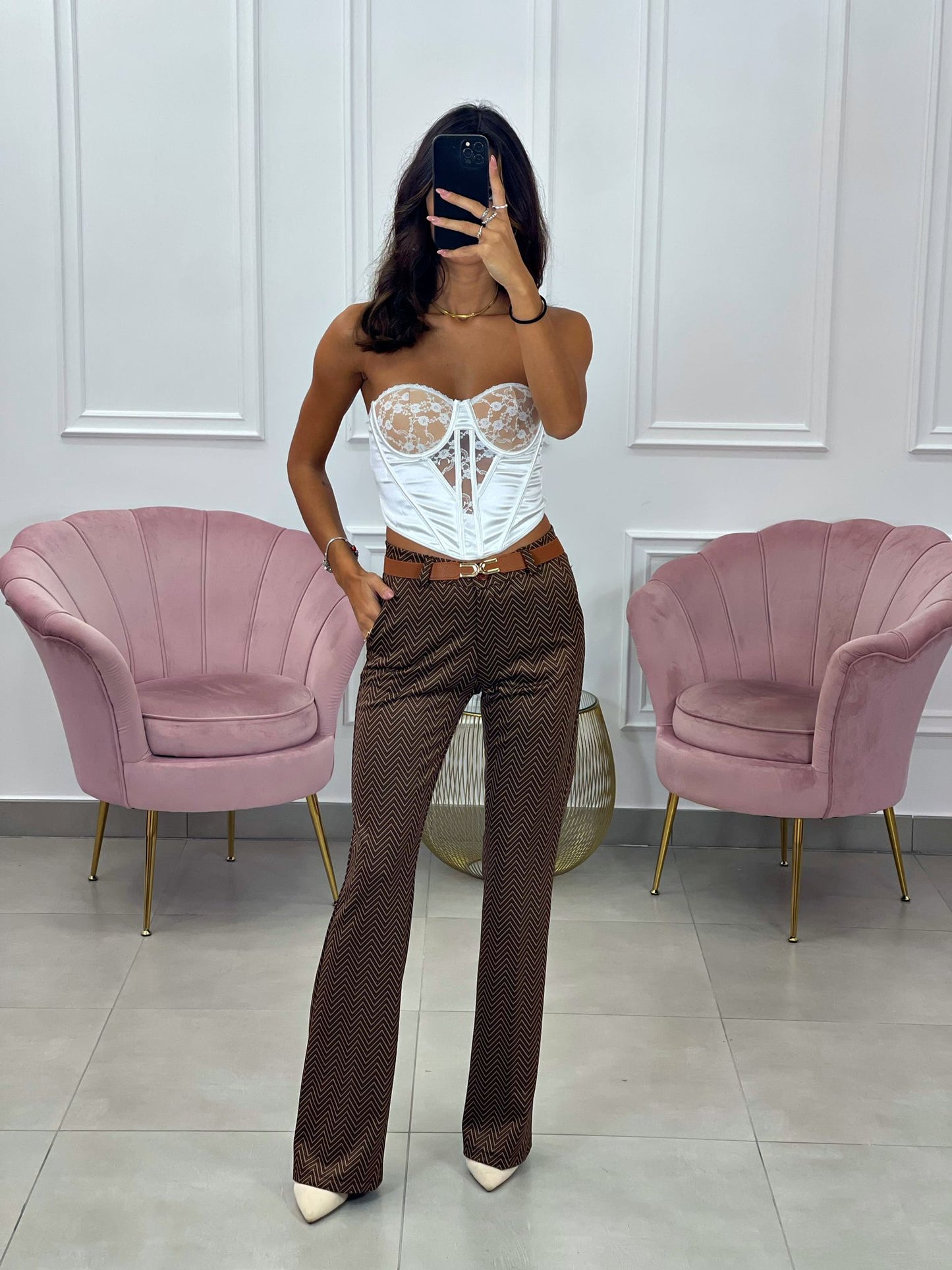 PANTALONE ZAMPA FANTASIA GEOMETRICA TOP QUALITY