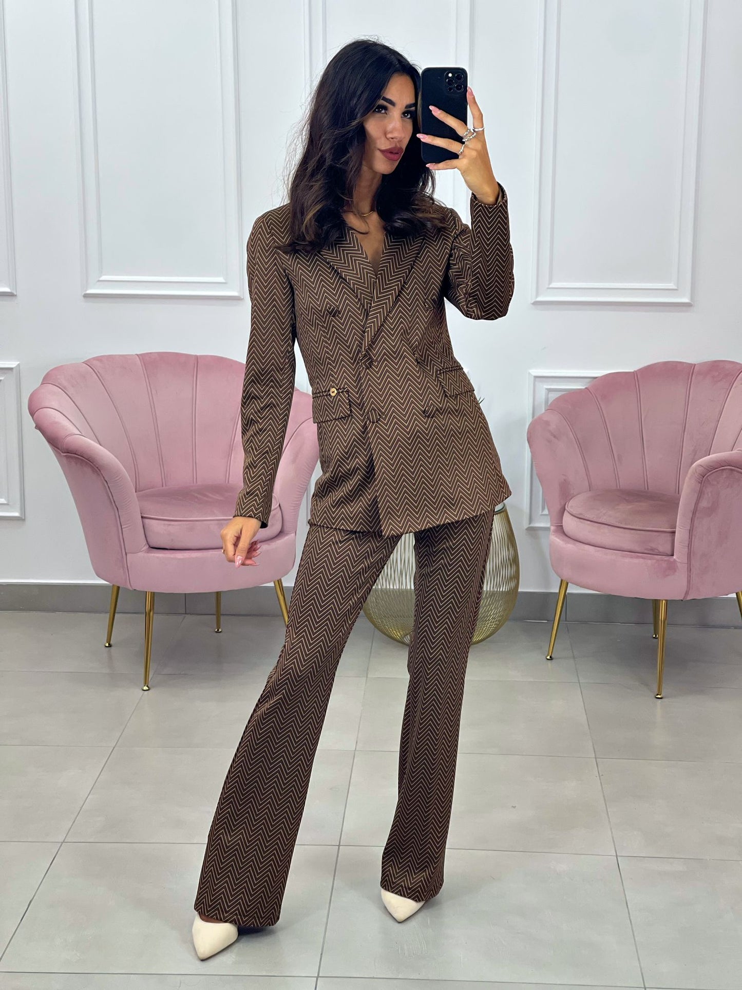 PANTALONE ZAMPA FANTASIA GEOMETRICA TOP QUALITY
