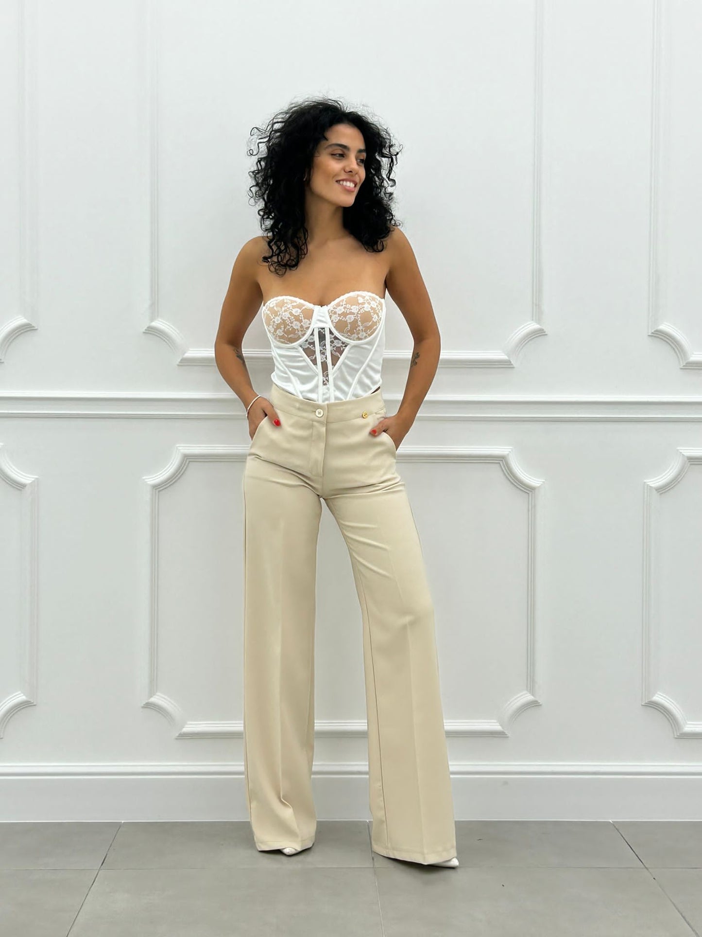 PANTALONE PALAZZO TASCA FILO