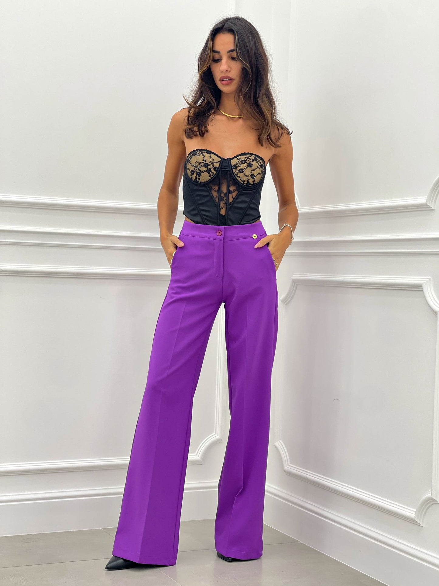 PANTALONE PALAZZO TASCA FILO