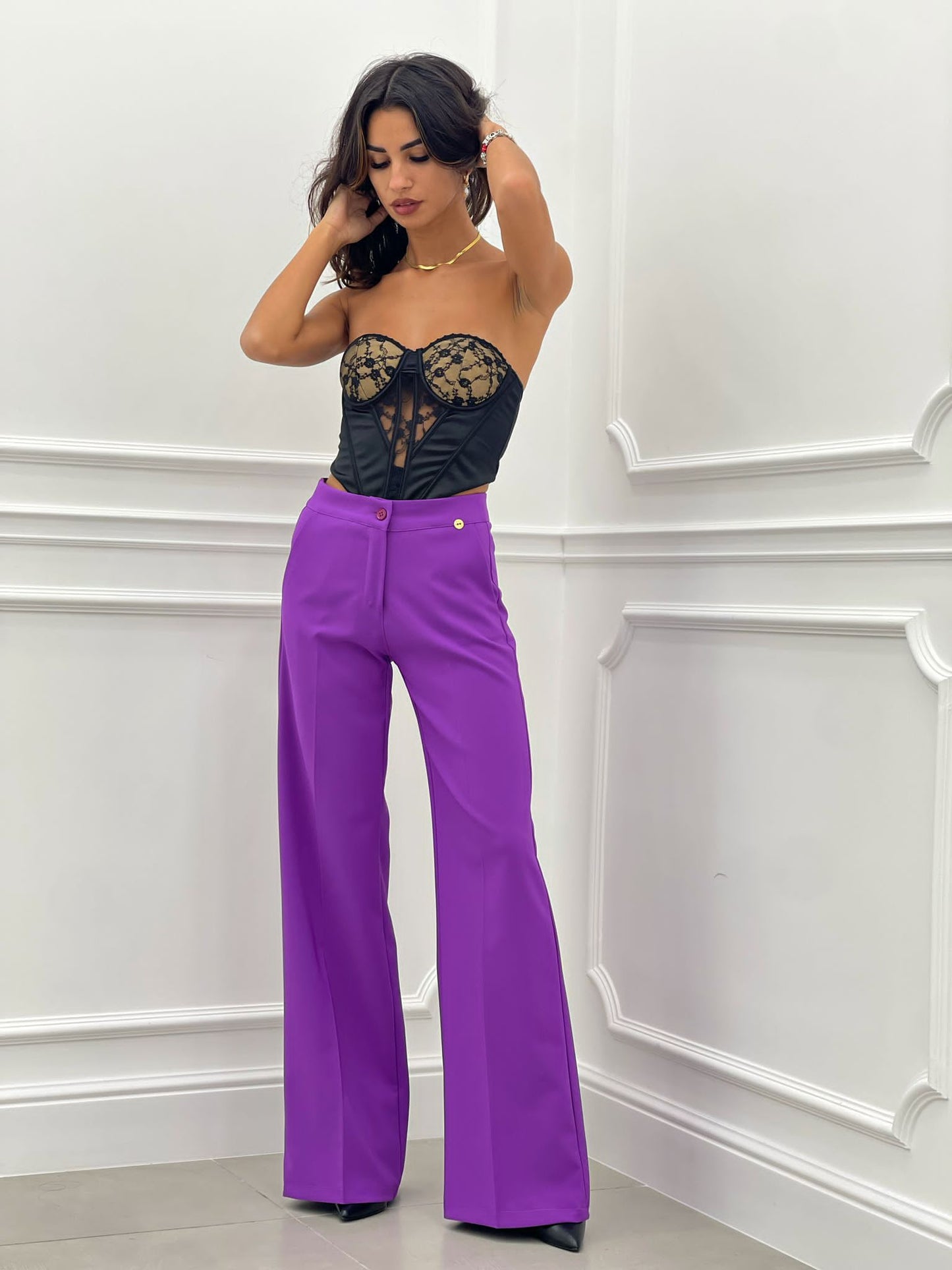 PANTALONE PALAZZO TASCA FILO