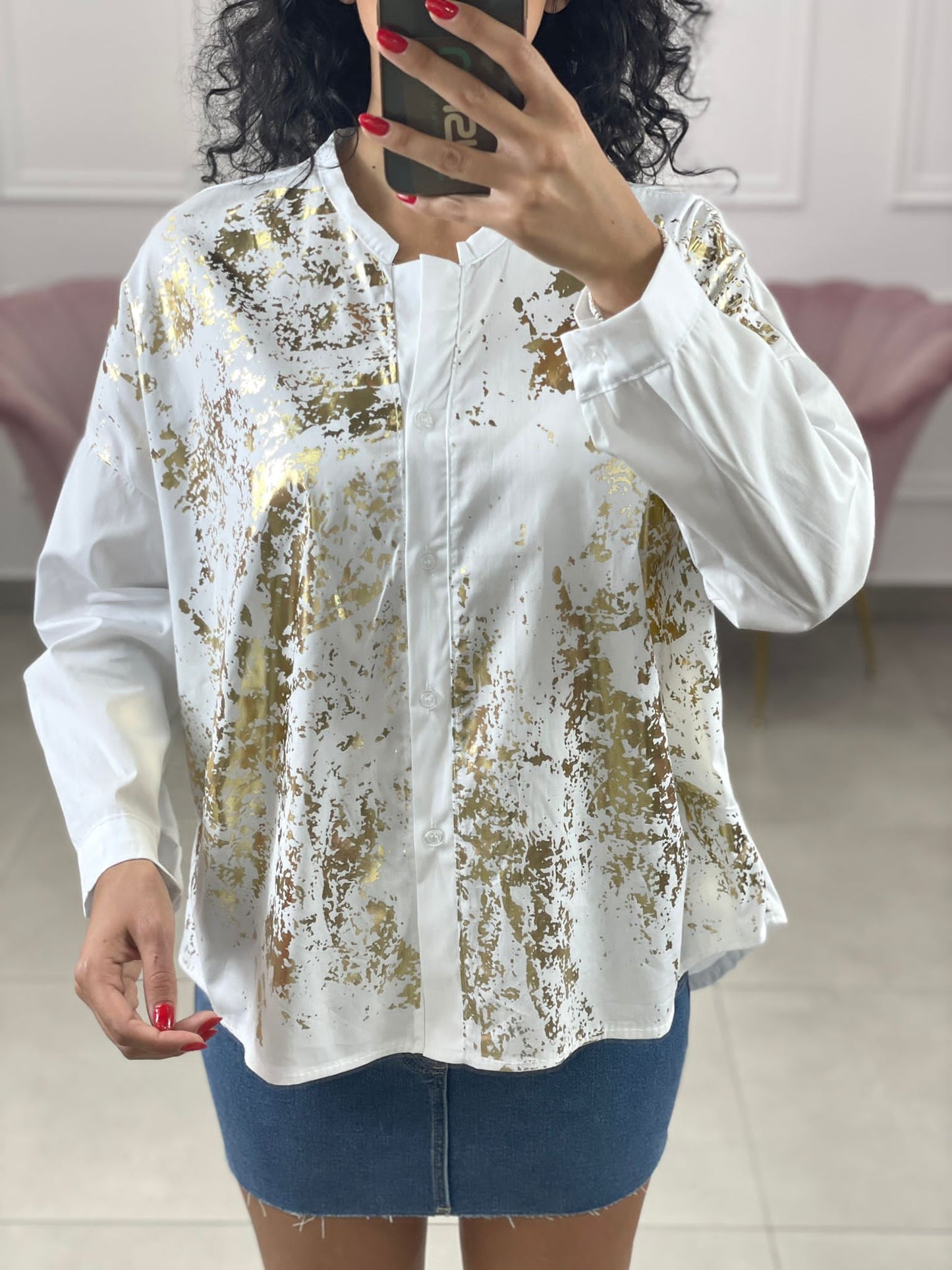 CAMICIA EFFETTO METALLIZZATO ORO