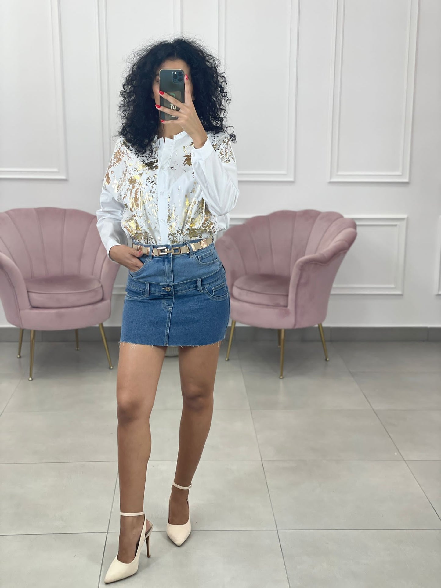 CAMICIA EFFETTO METALLIZZATO ORO