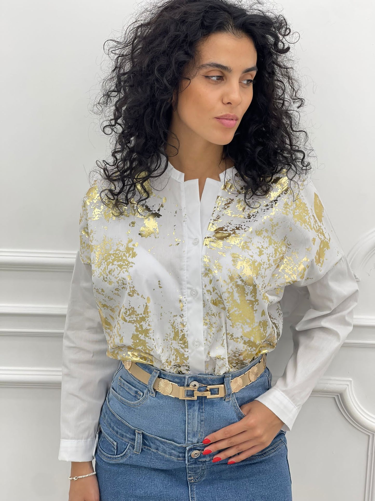 CAMICIA EFFETTO METALLIZZATO ORO