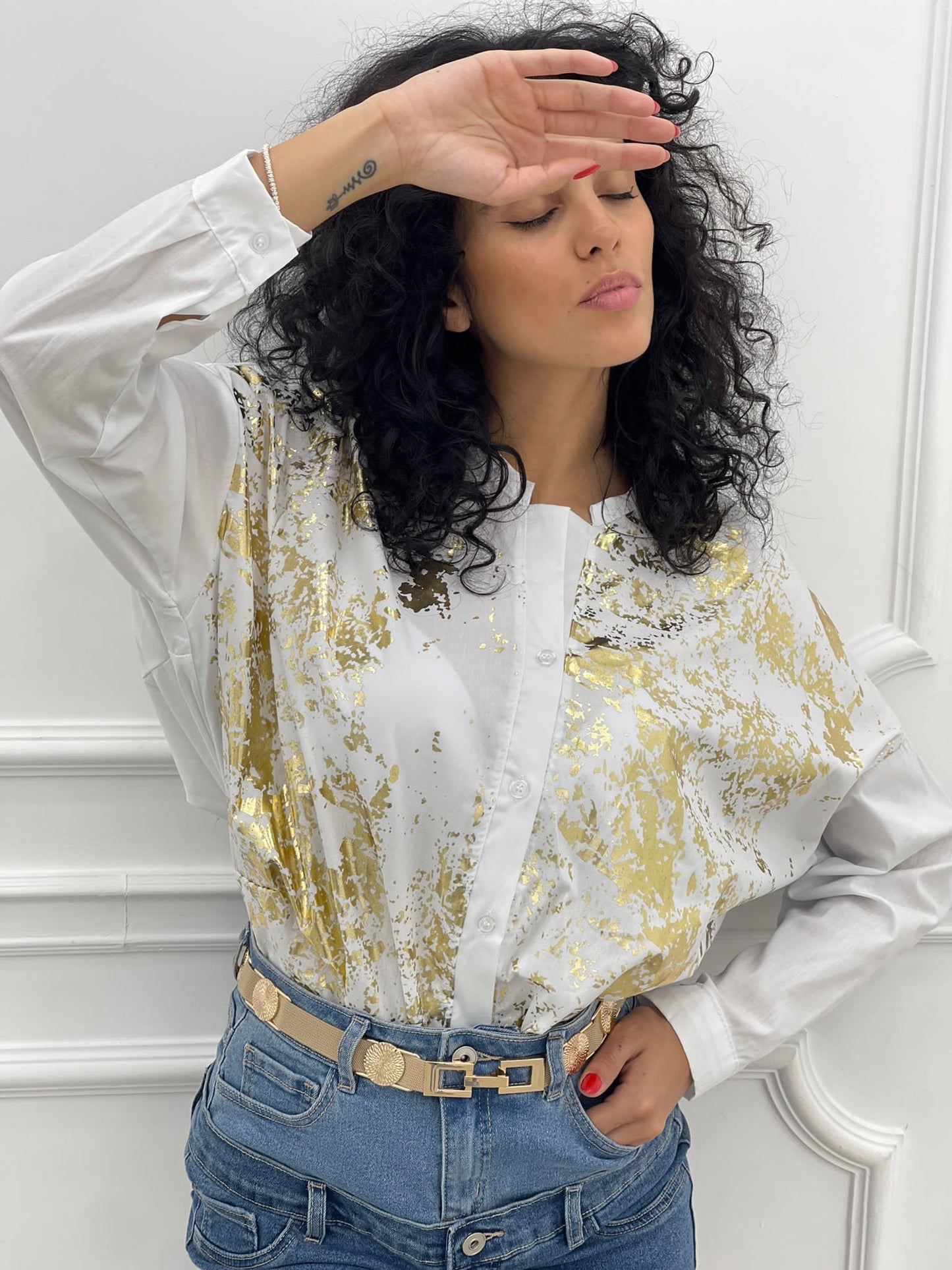 CAMICIA EFFETTO METALLIZZATO ORO