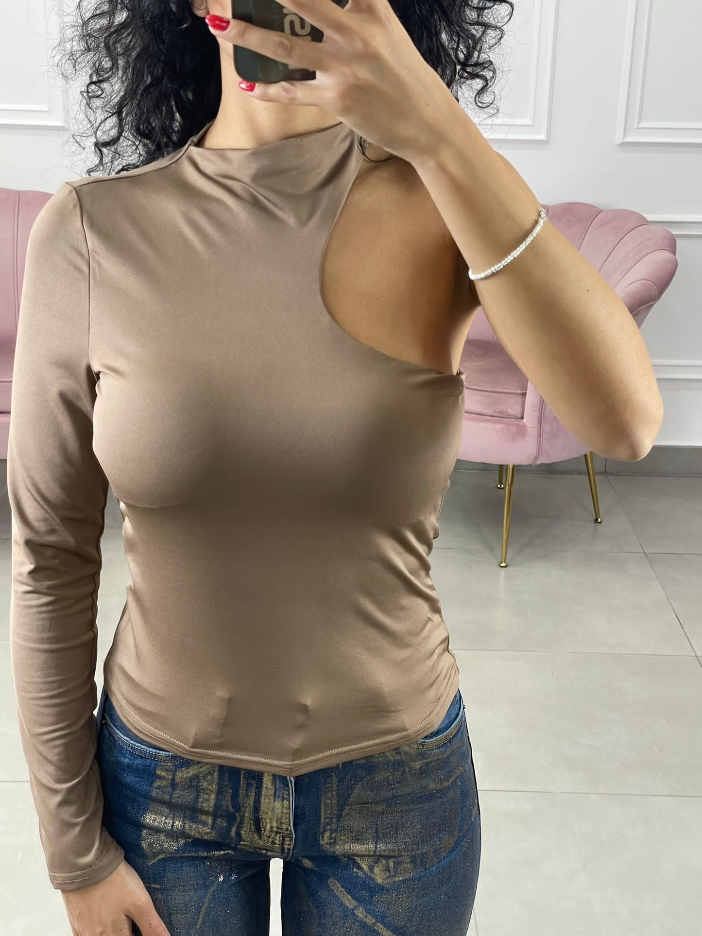 MAGLIA MONOSPALLA TINTA SU TINTA