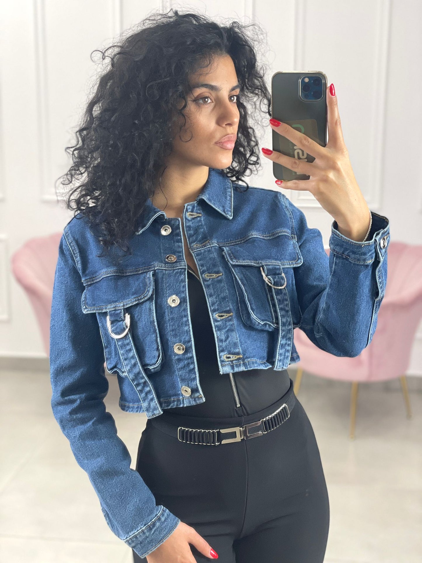 GIUBBINO JEANS CON TASCONI