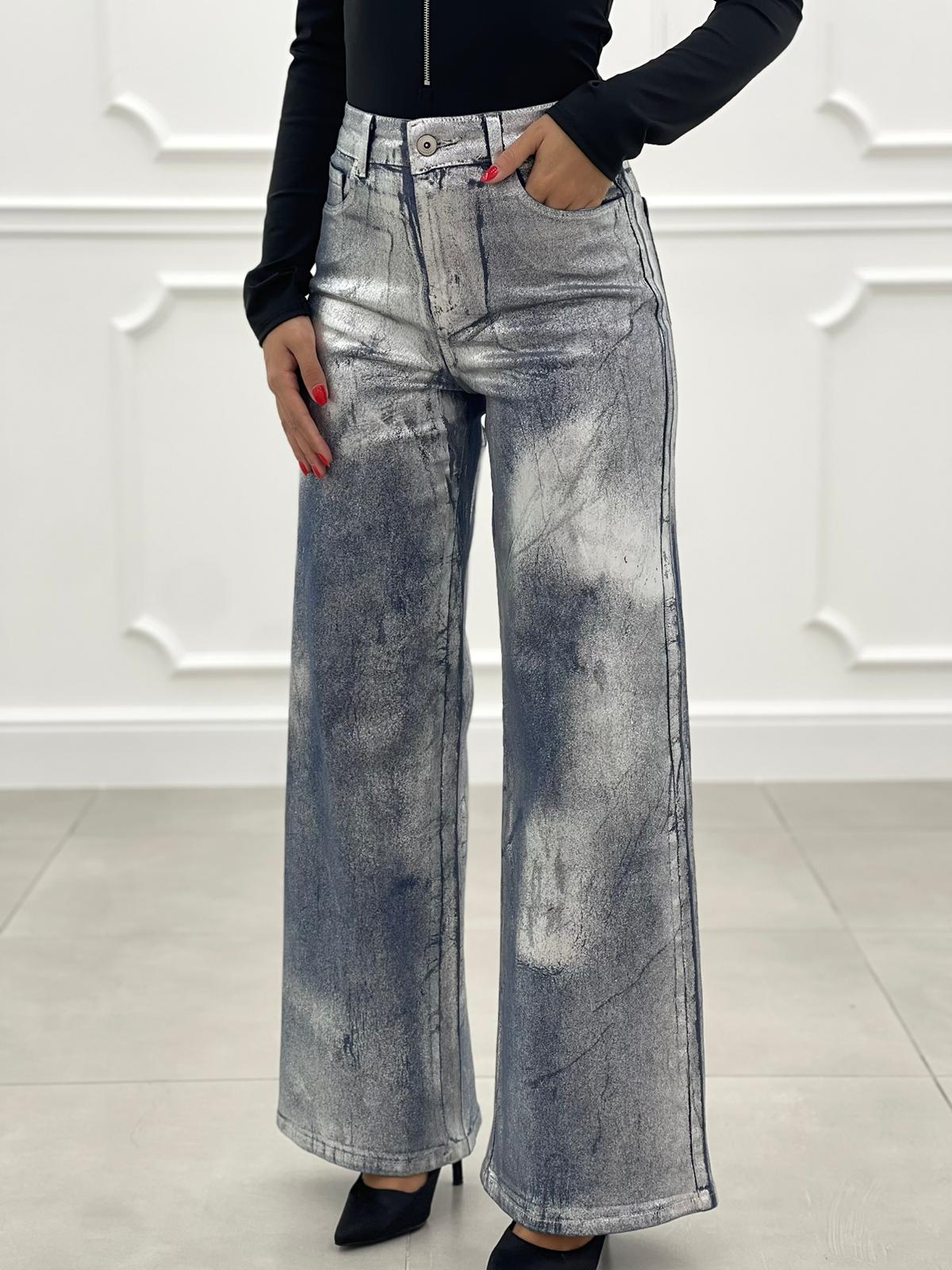JEANS EFFETTO METALLIZZATO