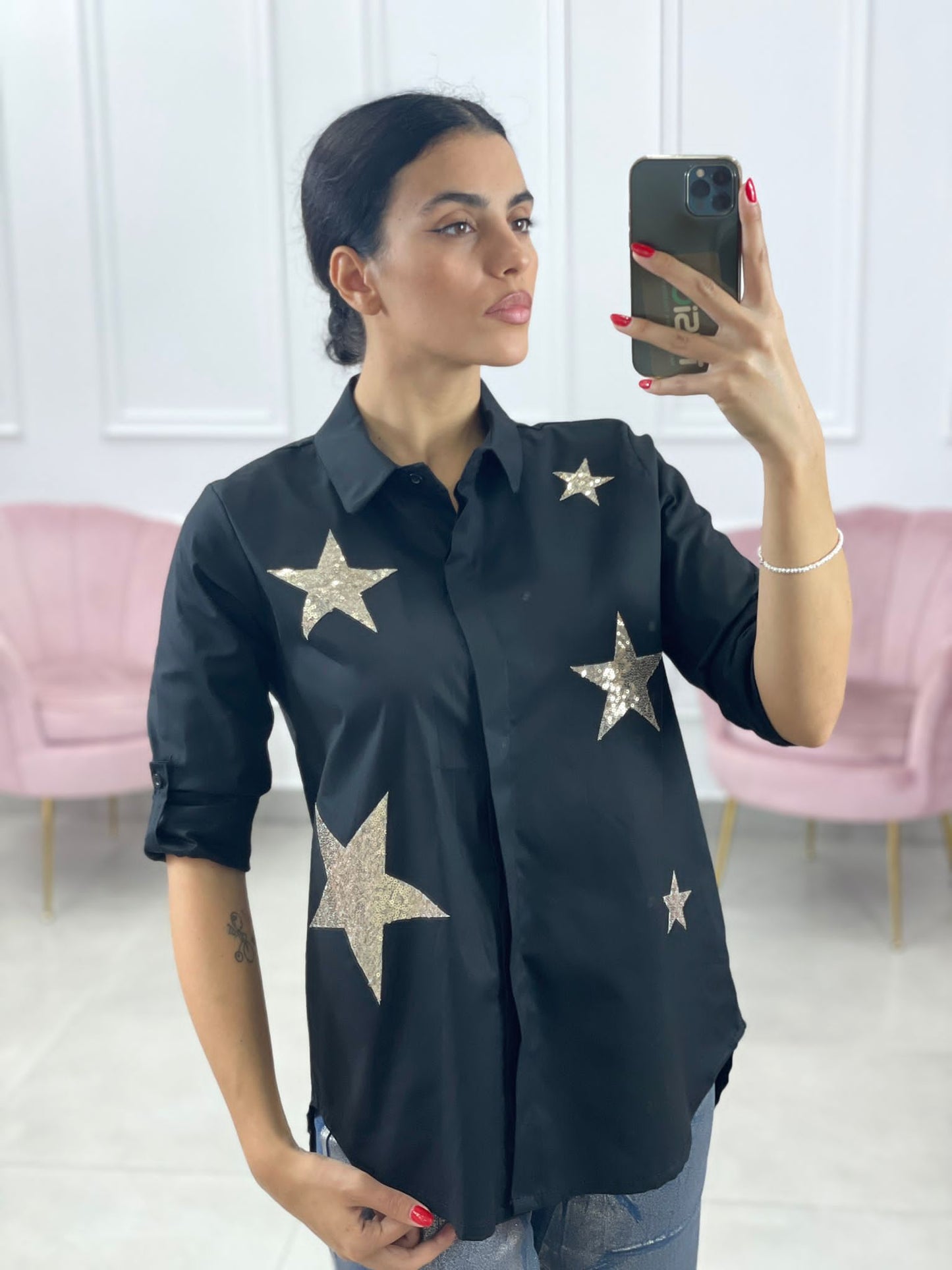 CAMICIA COTONE CON APPLICAZIONE StELLE