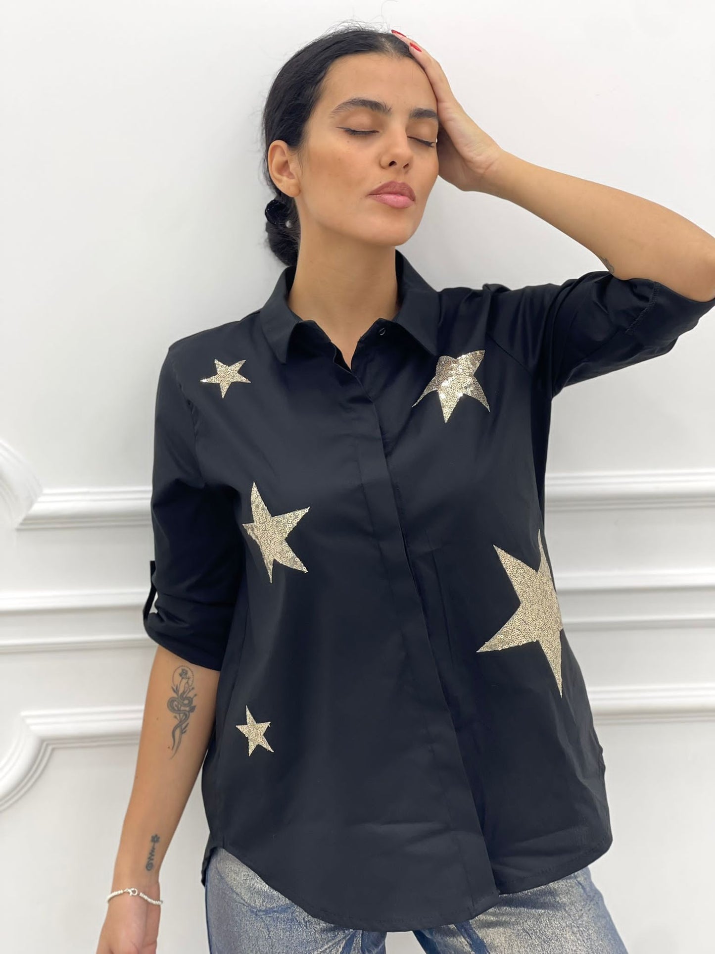 CAMICIA COTONE CON APPLICAZIONE StELLE