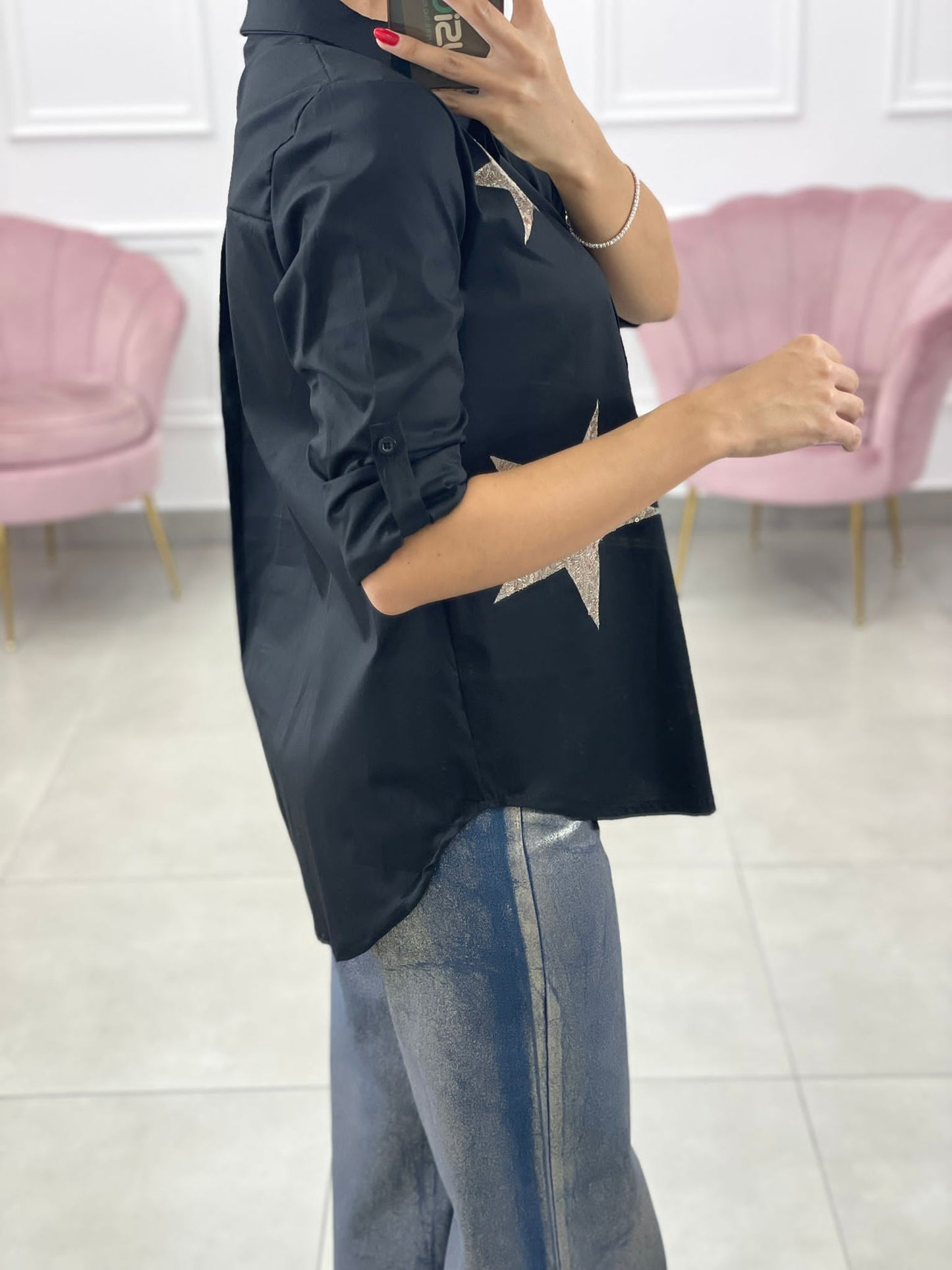 CAMICIA COTONE CON APPLICAZIONE StELLE