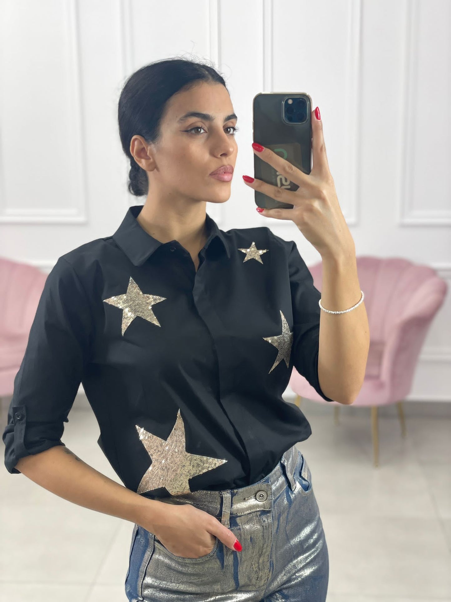 CAMICIA COTONE CON APPLICAZIONE StELLE