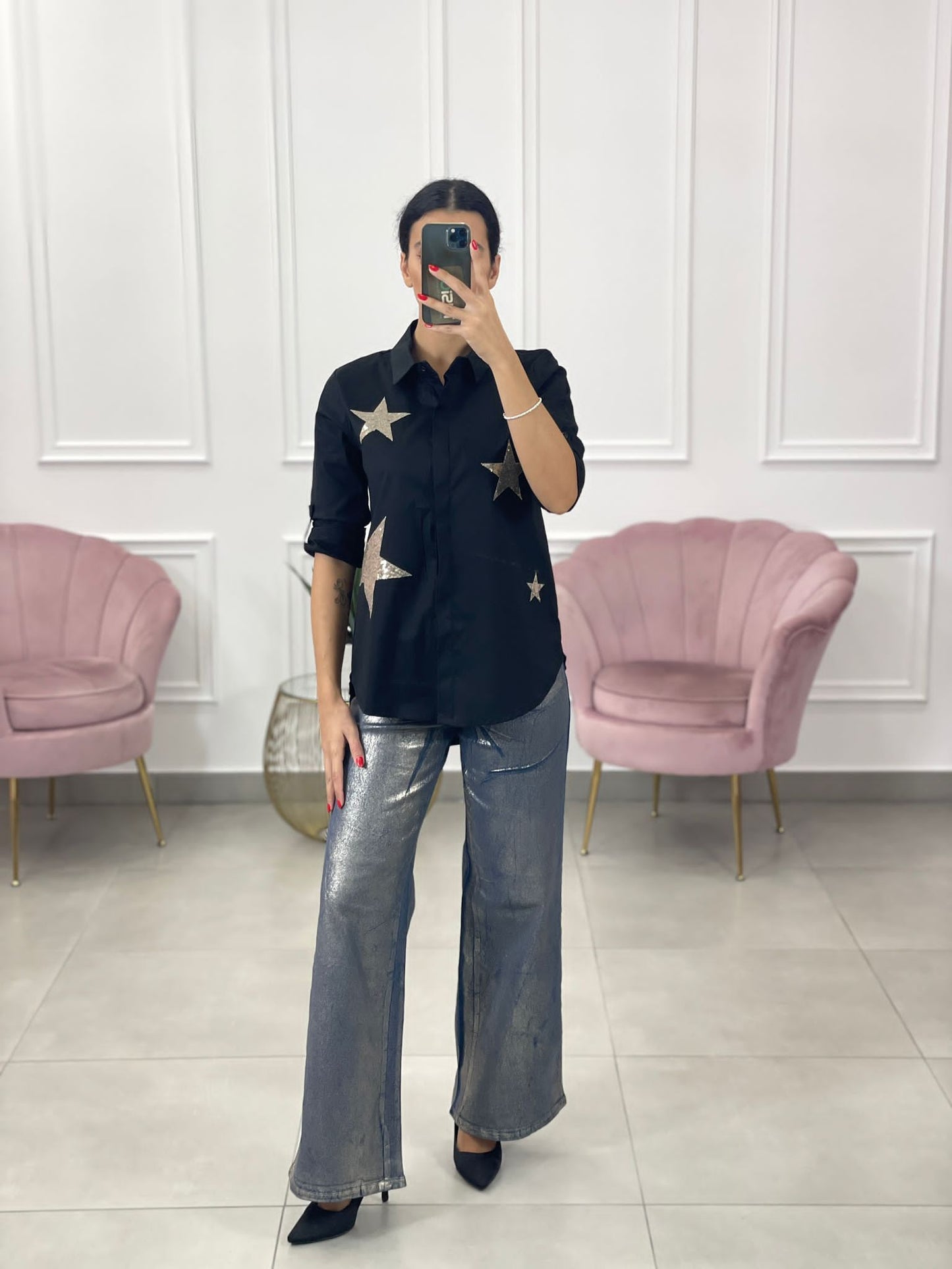 CAMICIA COTONE CON APPLICAZIONE StELLE