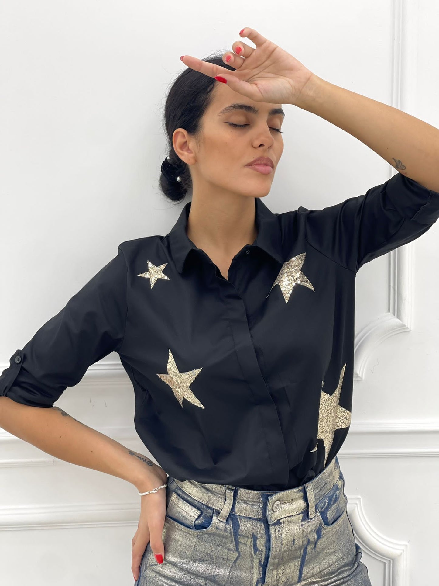 CAMICIA COTONE CON APPLICAZIONE StELLE