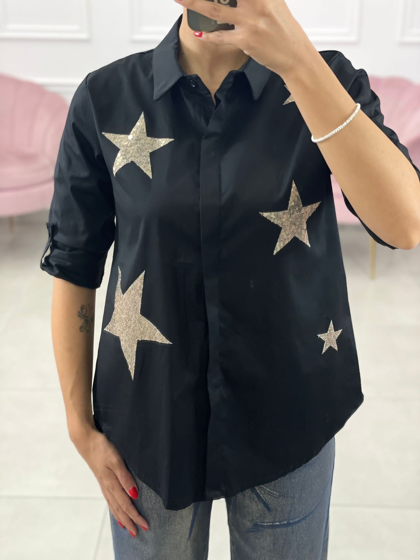 CAMICIA COTONE CON APPLICAZIONE StELLE