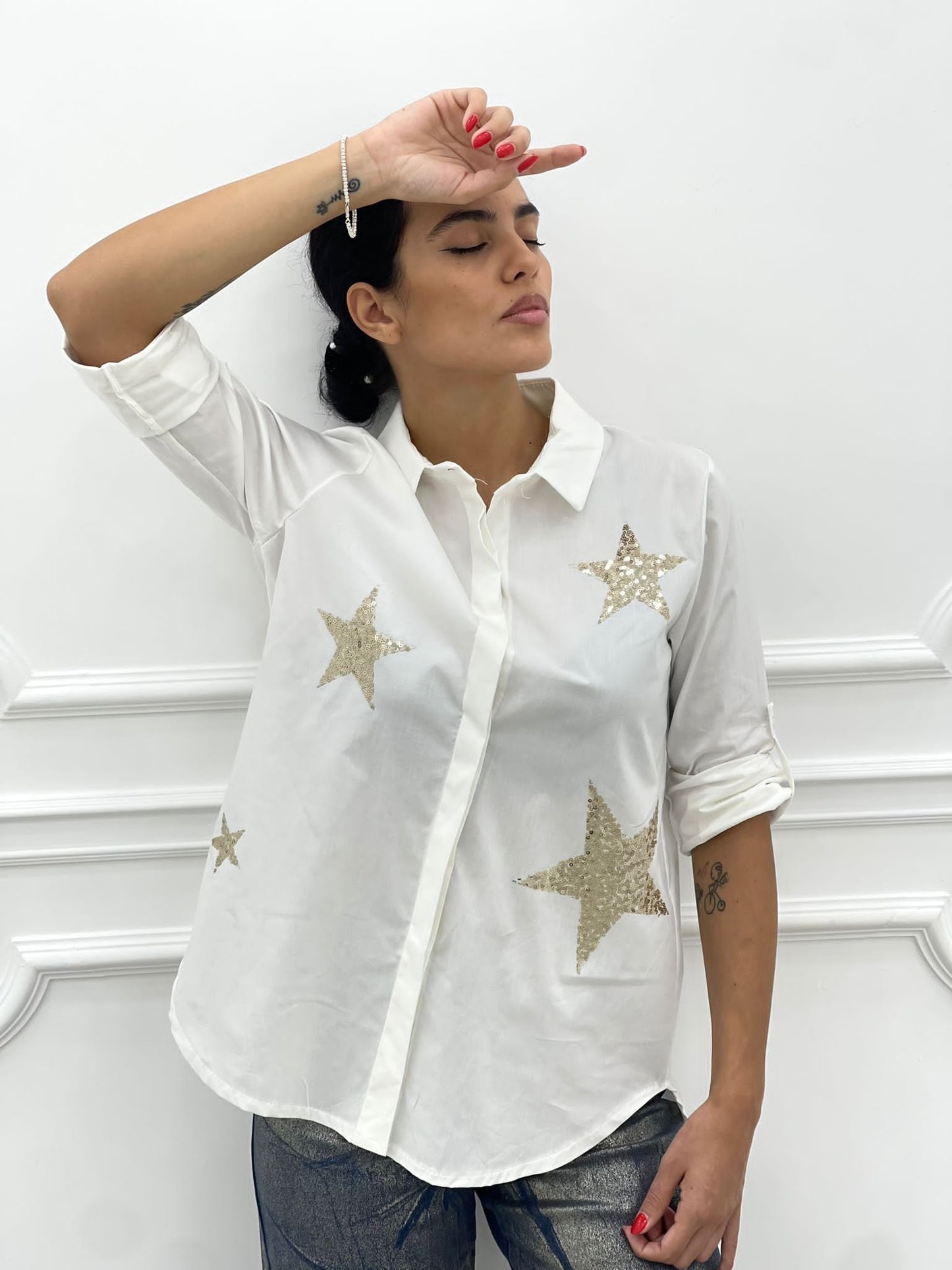 CAMICIA COTONE CON APPLICAZIONE StELLE