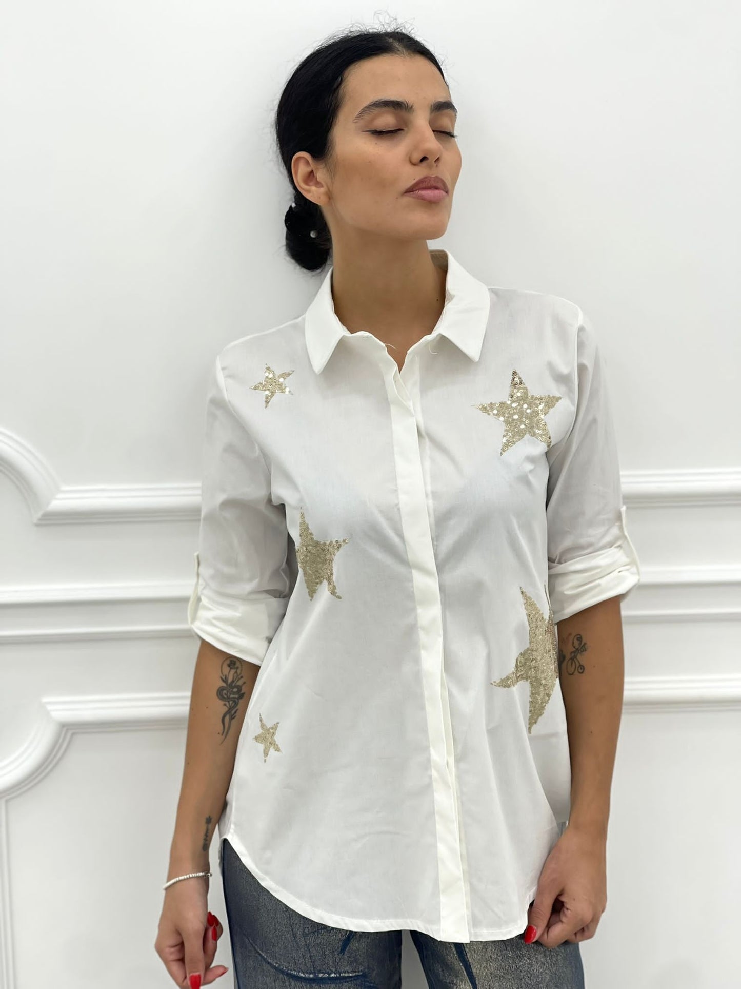 CAMICIA COTONE CON APPLICAZIONE StELLE