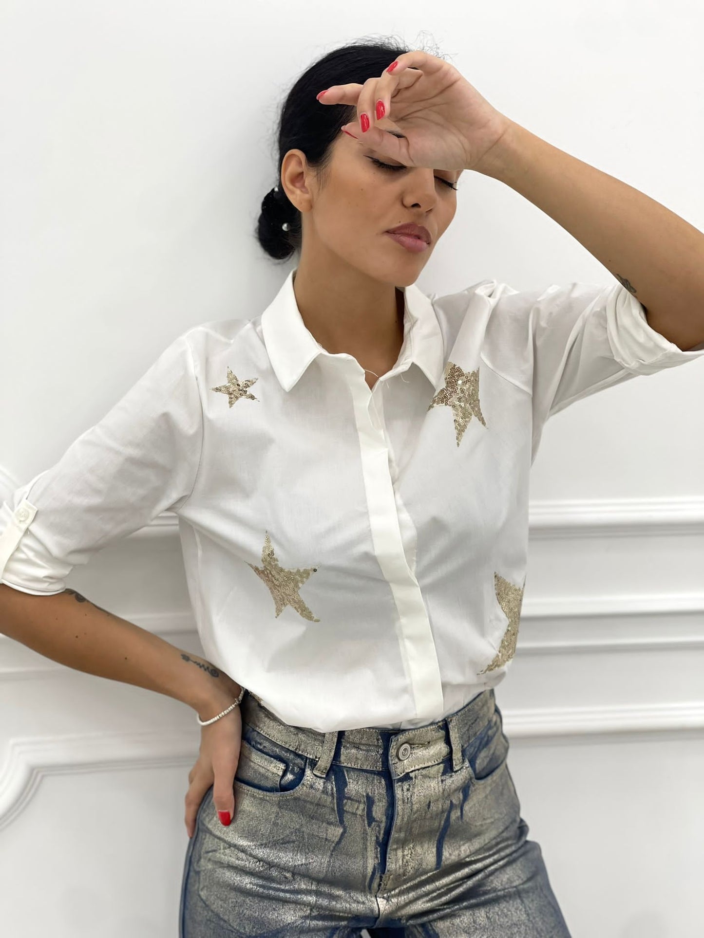CAMICIA COTONE CON APPLICAZIONE StELLE