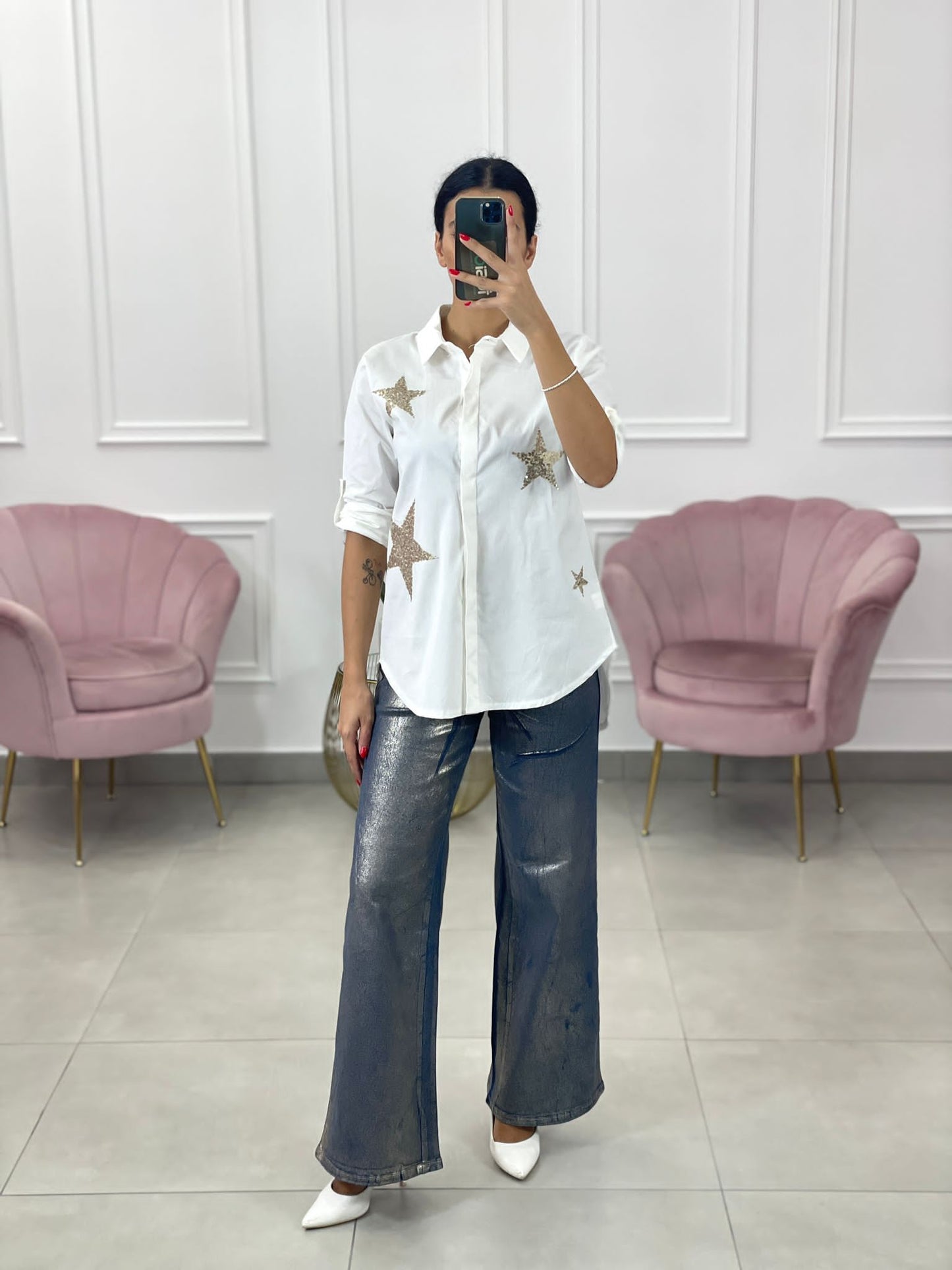 CAMICIA COTONE CON APPLICAZIONE StELLE