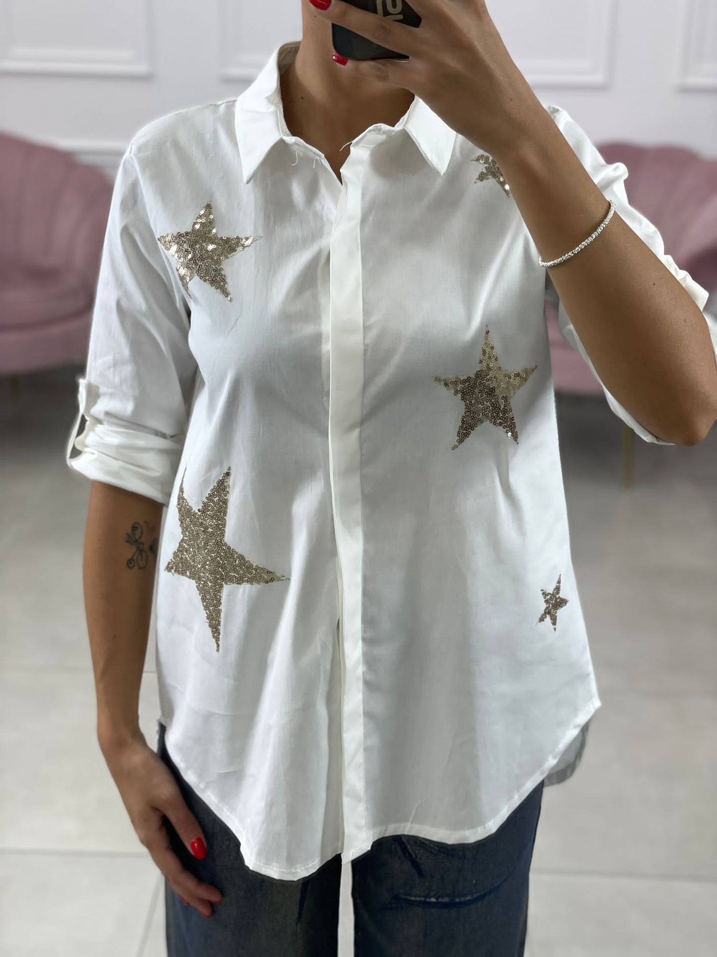 CAMICIA COTONE CON APPLICAZIONE StELLE
