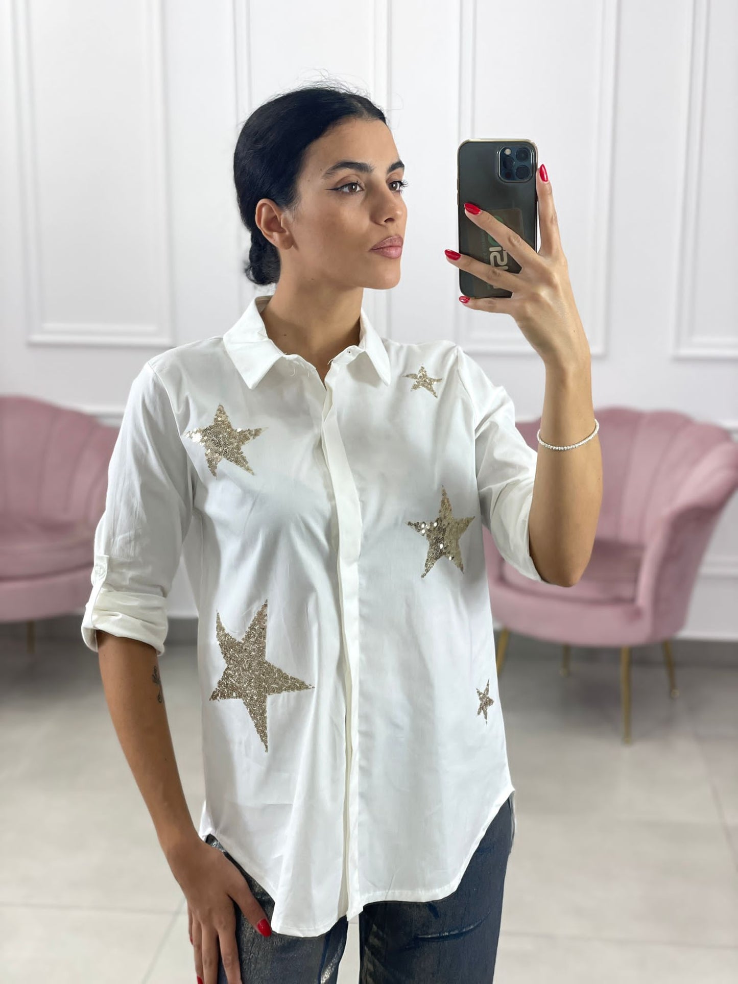 CAMICIA COTONE CON APPLICAZIONE StELLE