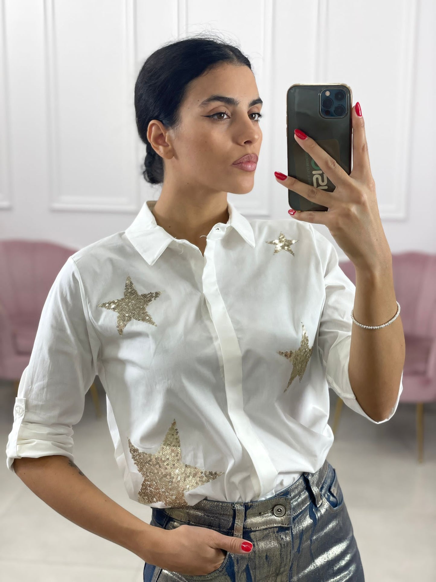 CAMICIA COTONE CON APPLICAZIONE StELLE