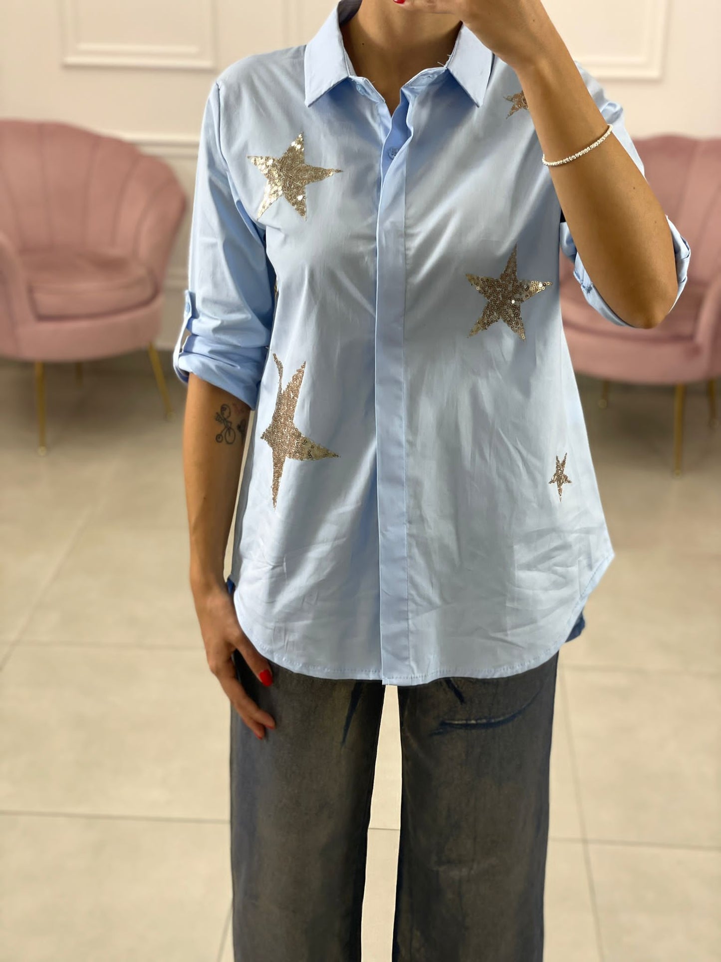CAMICIA COTONE CON APPLICAZIONE StELLE