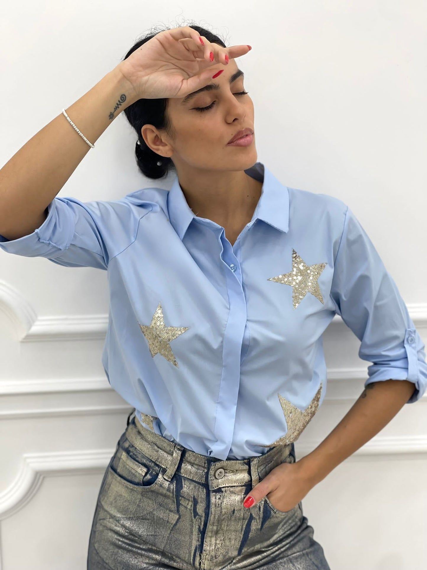 CAMICIA COTONE CON APPLICAZIONE StELLE