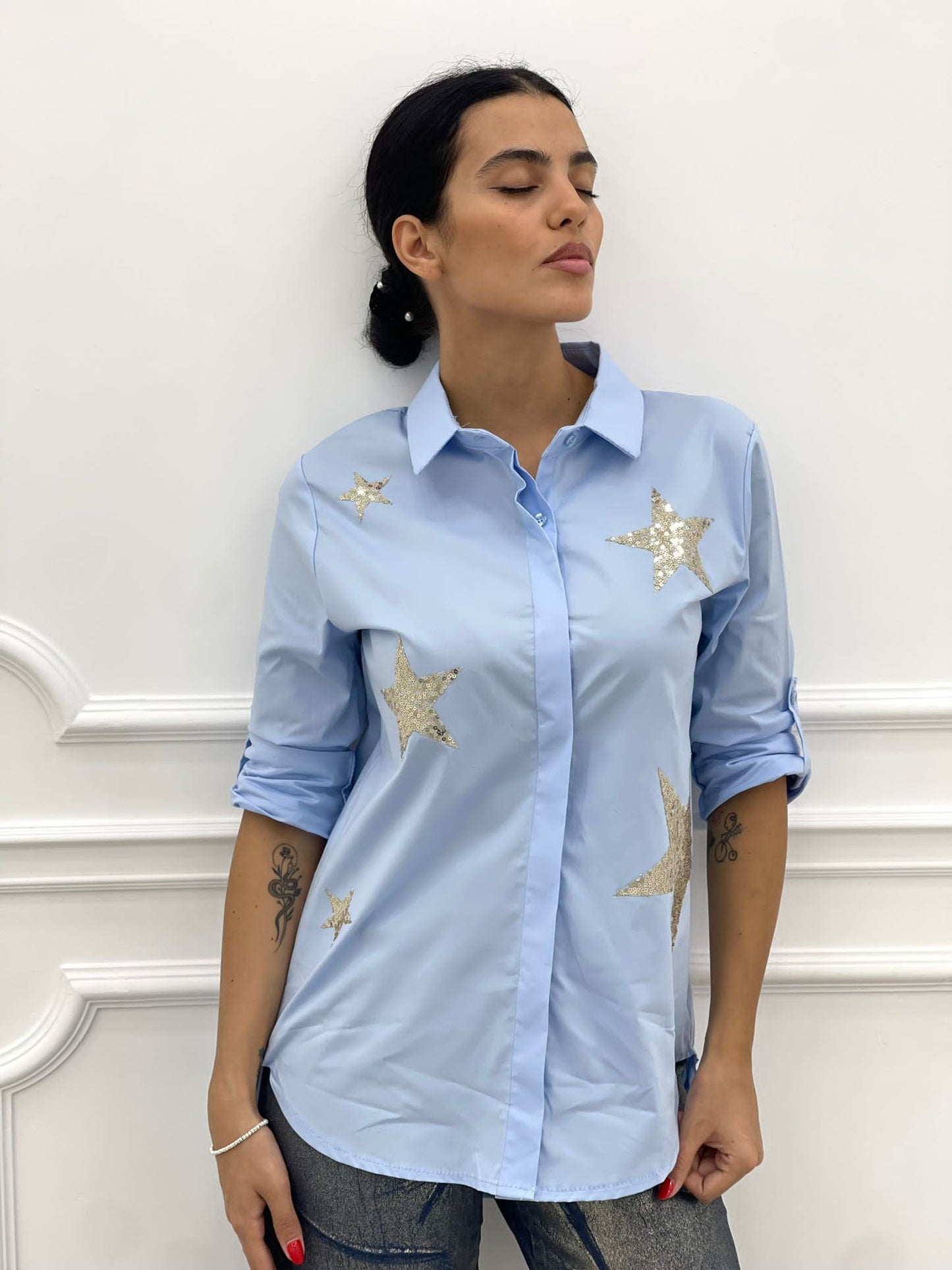 CAMICIA COTONE CON APPLICAZIONE StELLE
