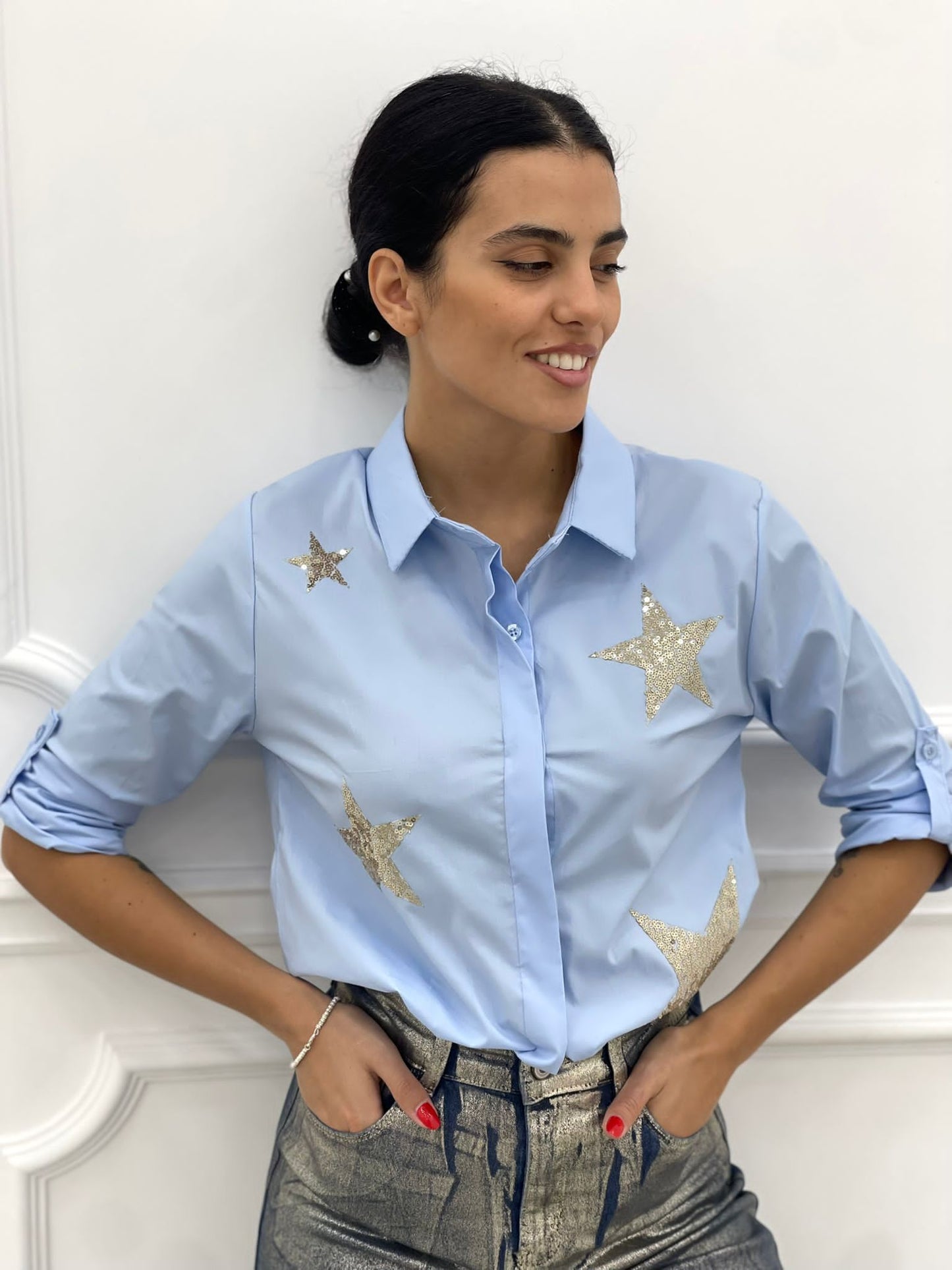CAMICIA COTONE CON APPLICAZIONE StELLE