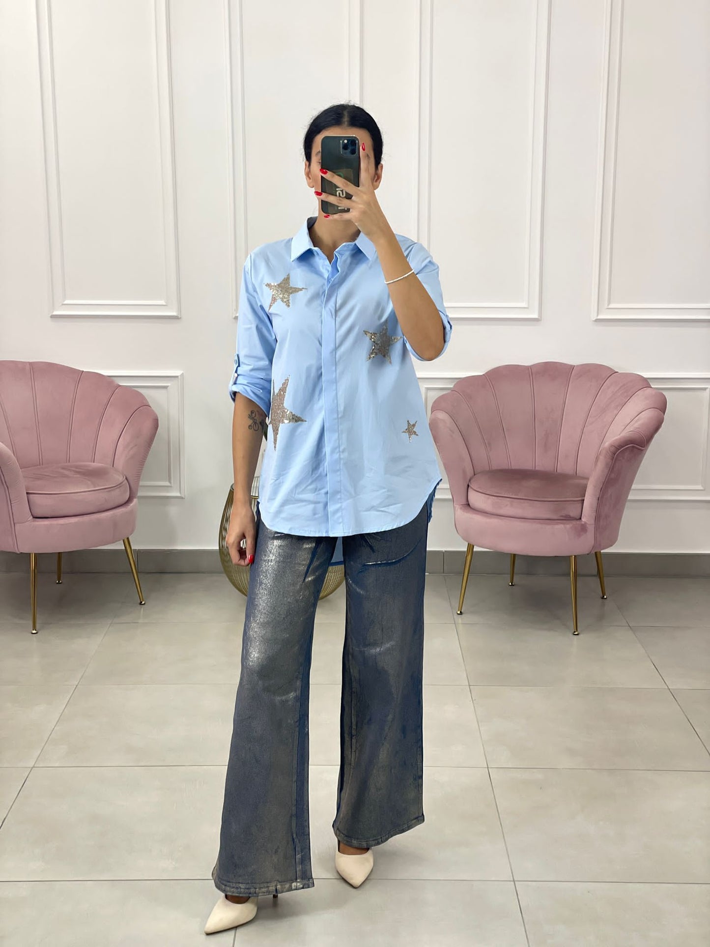 CAMICIA COTONE CON APPLICAZIONE StELLE