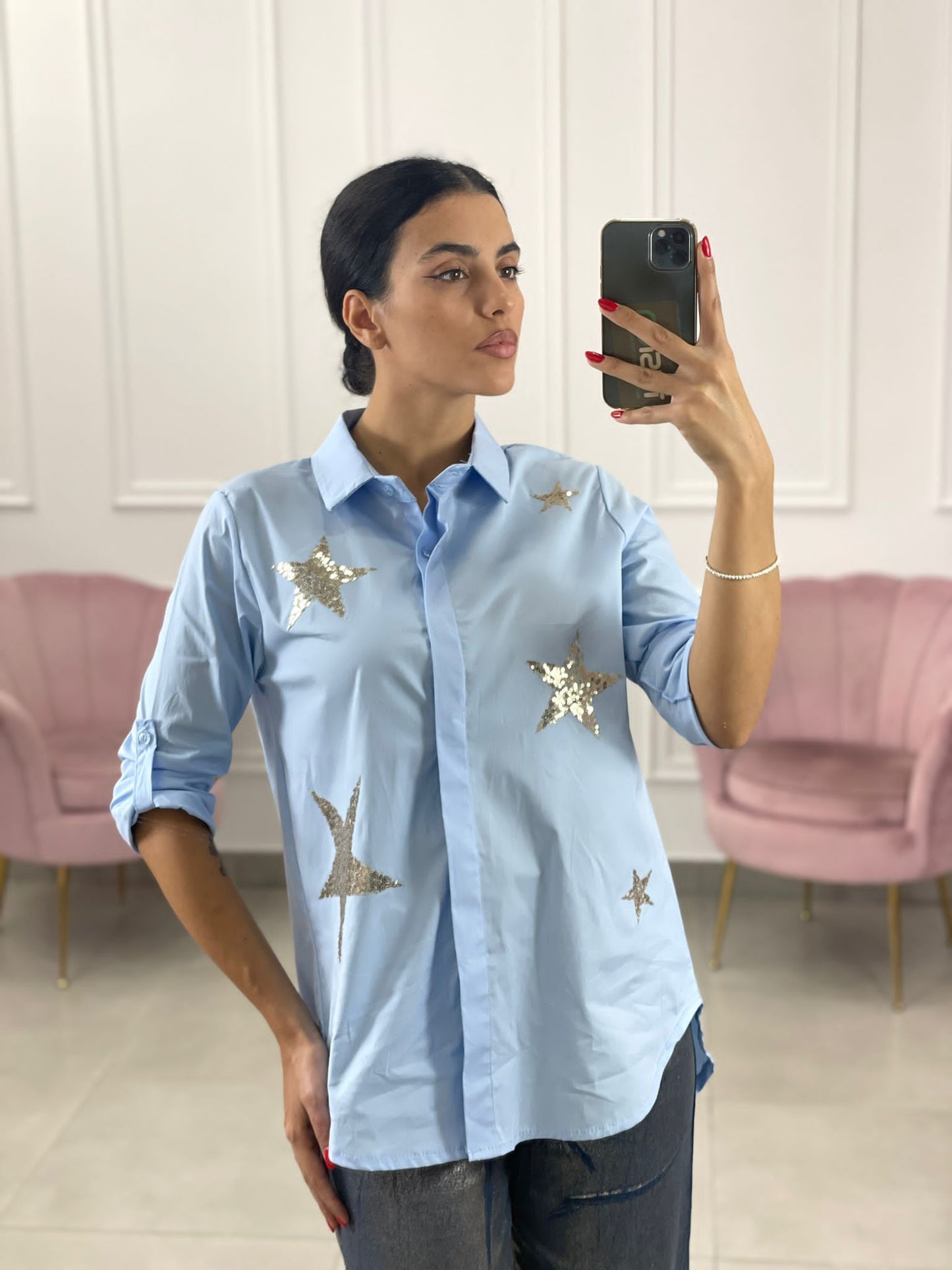 CAMICIA COTONE CON APPLICAZIONE StELLE