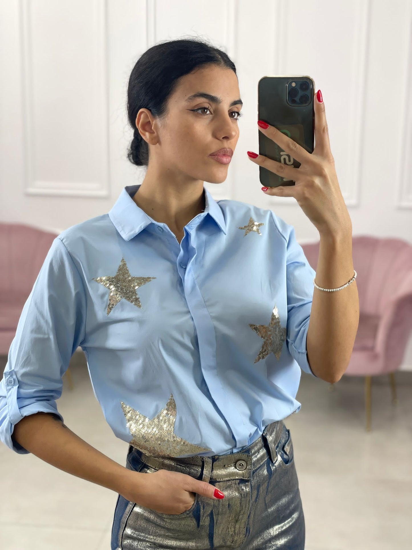 CAMICIA COTONE CON APPLICAZIONE StELLE