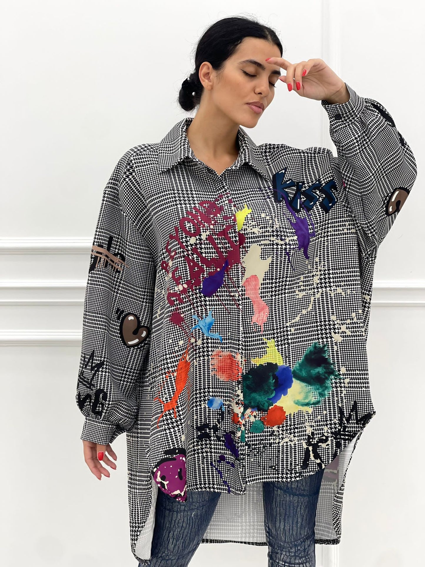 MAXI CAMICIA FANTASIA CON STAMPE
