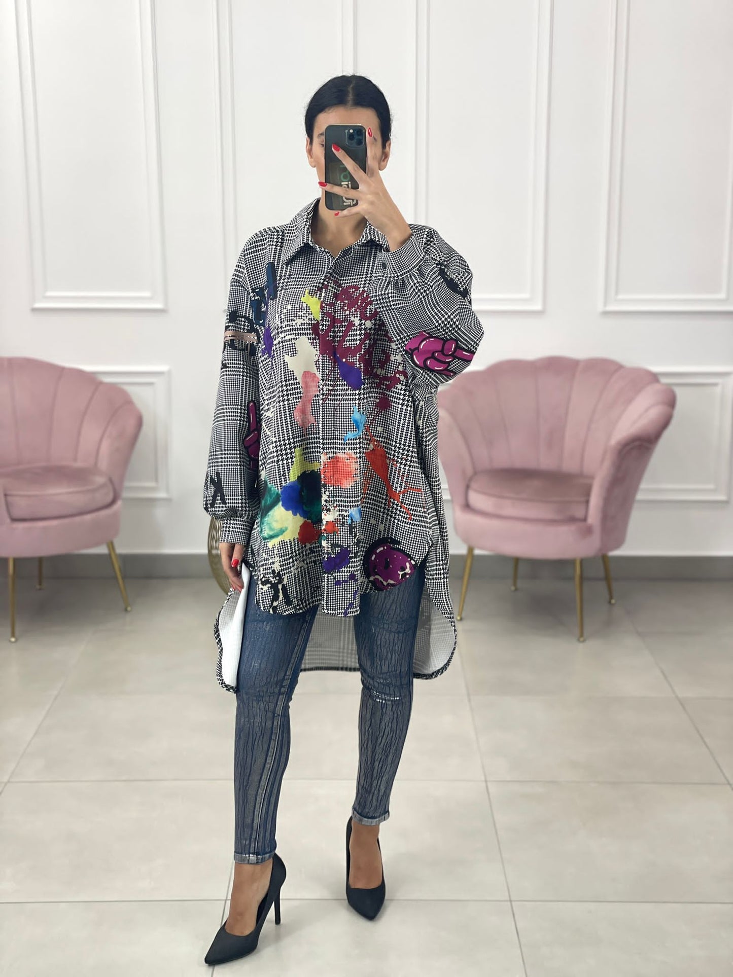 MAXI CAMICIA FANTASIA CON STAMPE