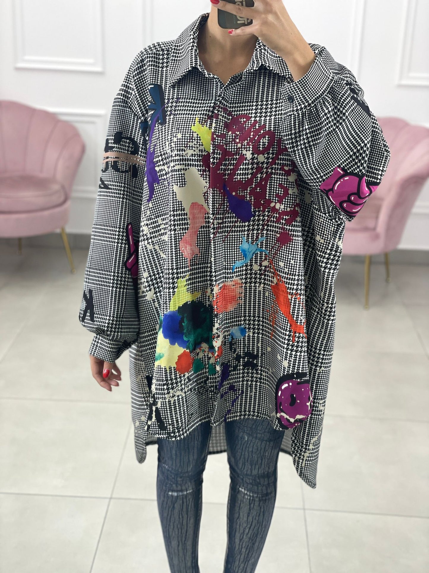 MAXI CAMICIA FANTASIA CON STAMPE