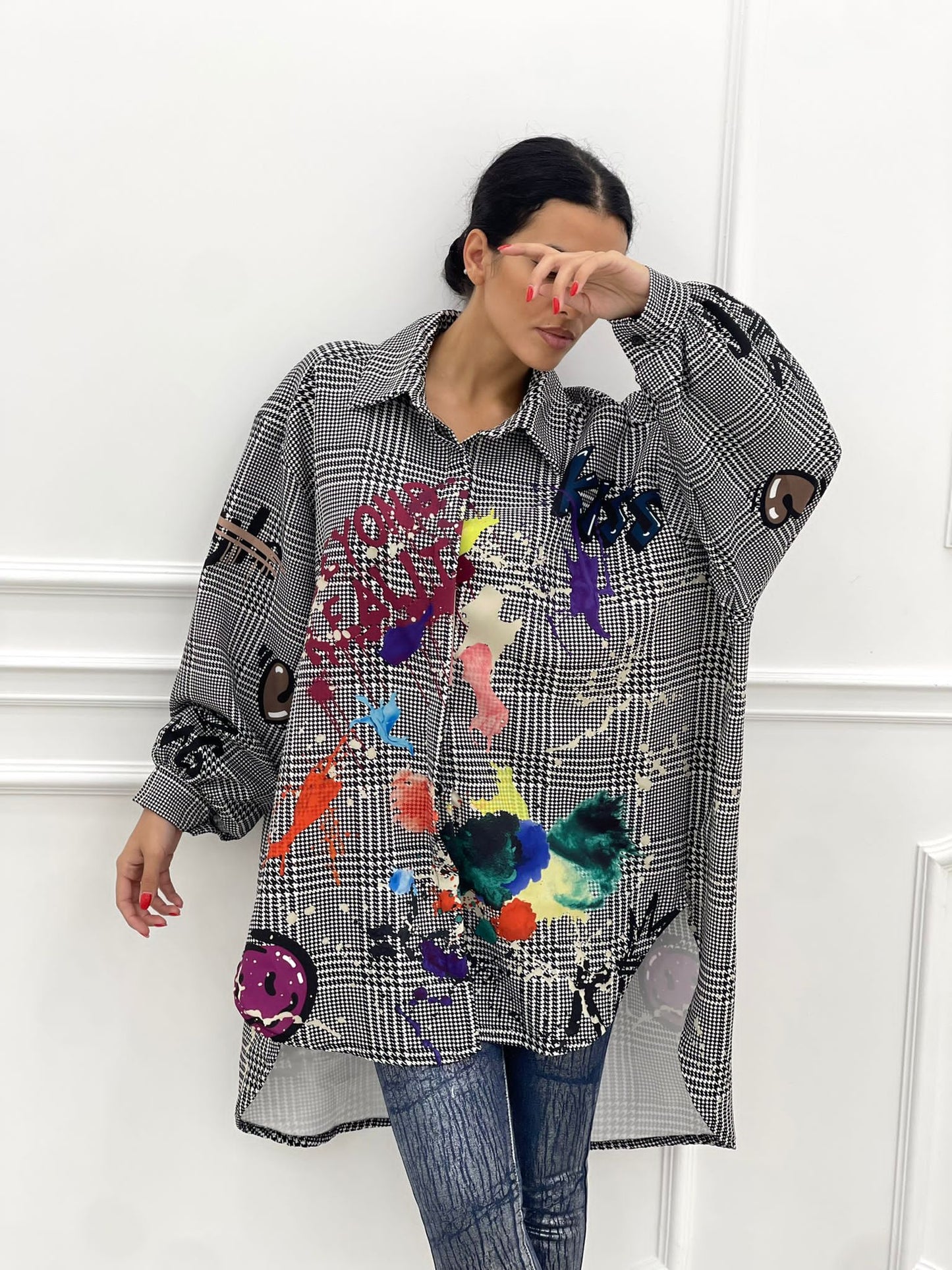 MAXI CAMICIA FANTASIA CON STAMPE