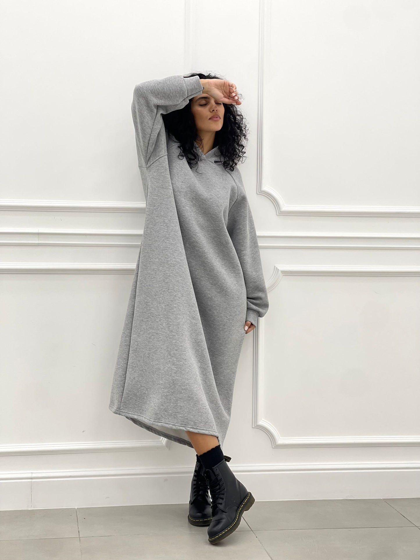 VESTITO FELPA OVER CON CAPPUCCIO
