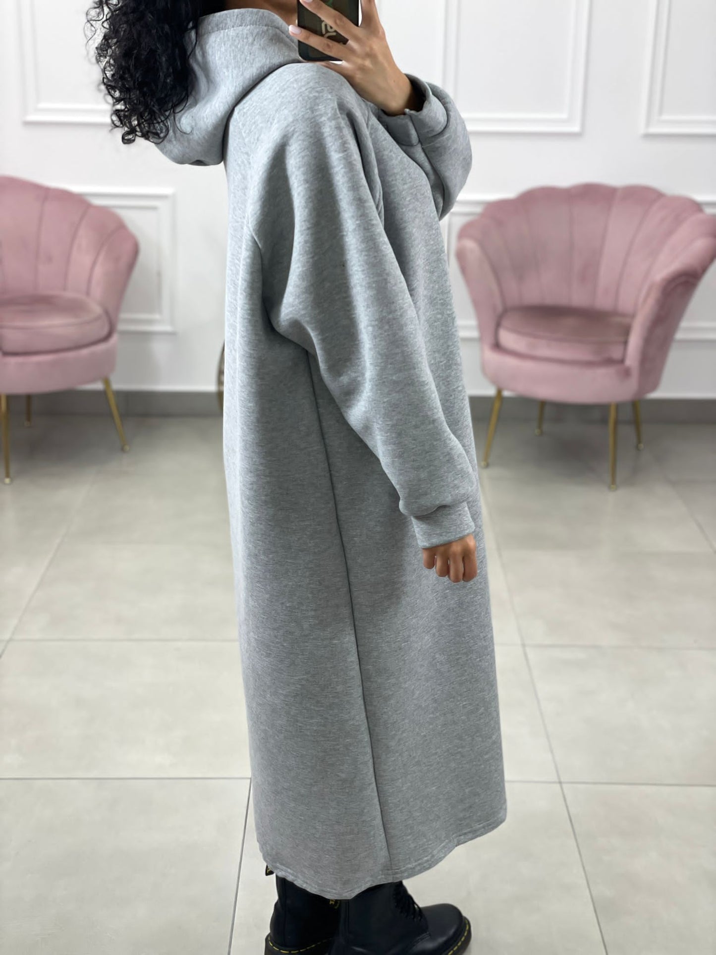 VESTITO FELPA OVER CON CAPPUCCIO